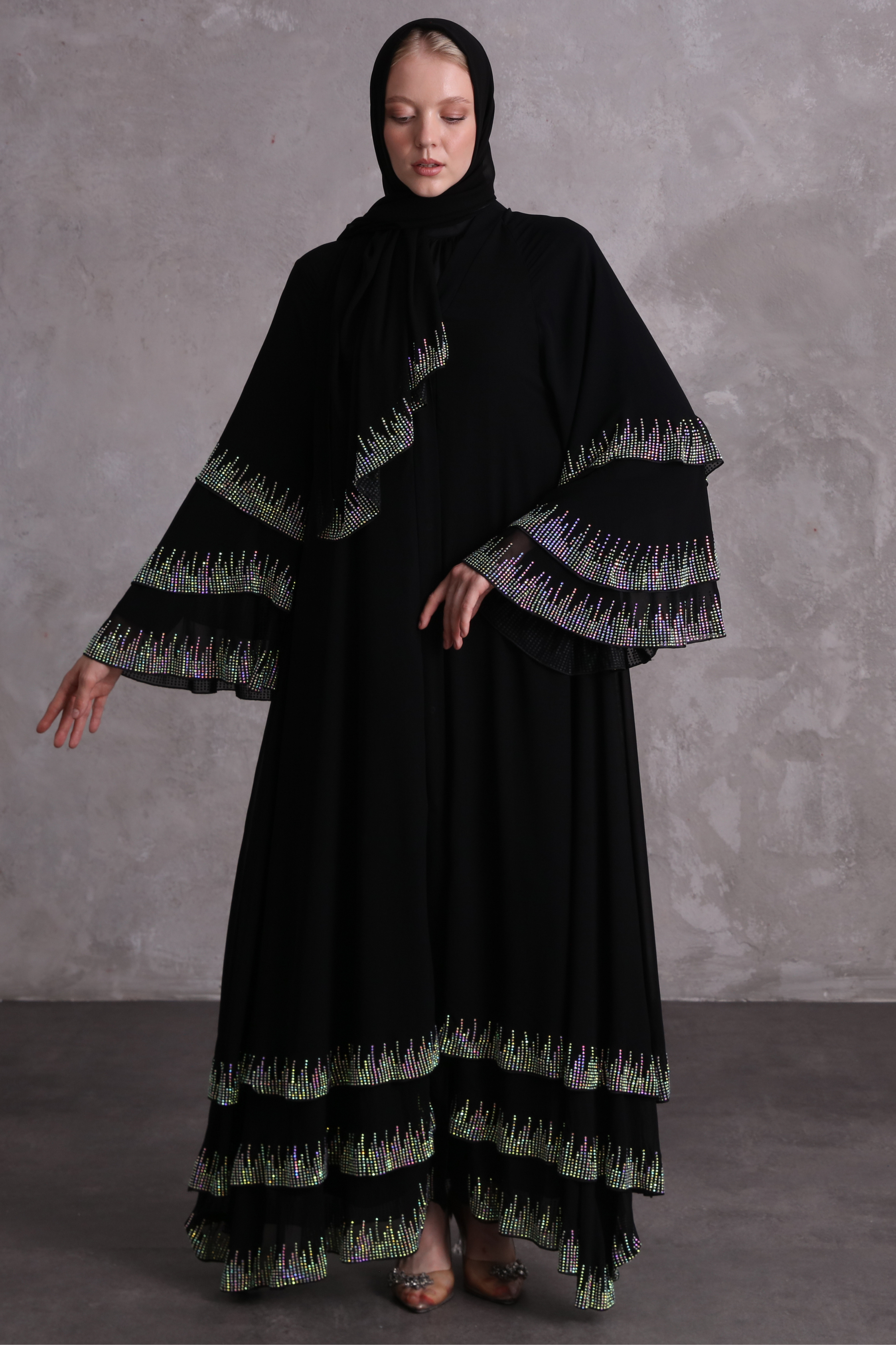 Chiffon Trilayer Glamour Abaya