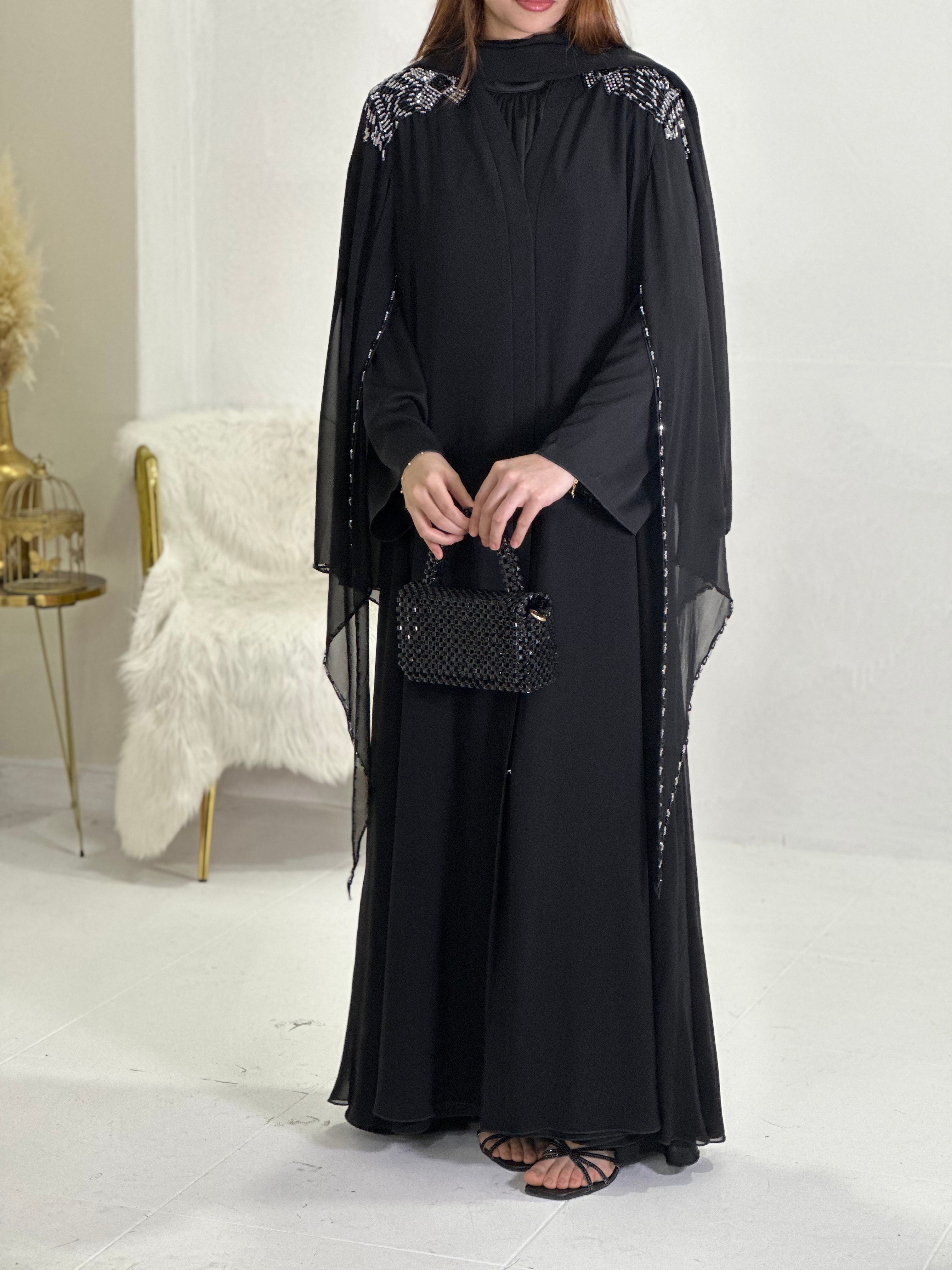 Black big sleeves abaya