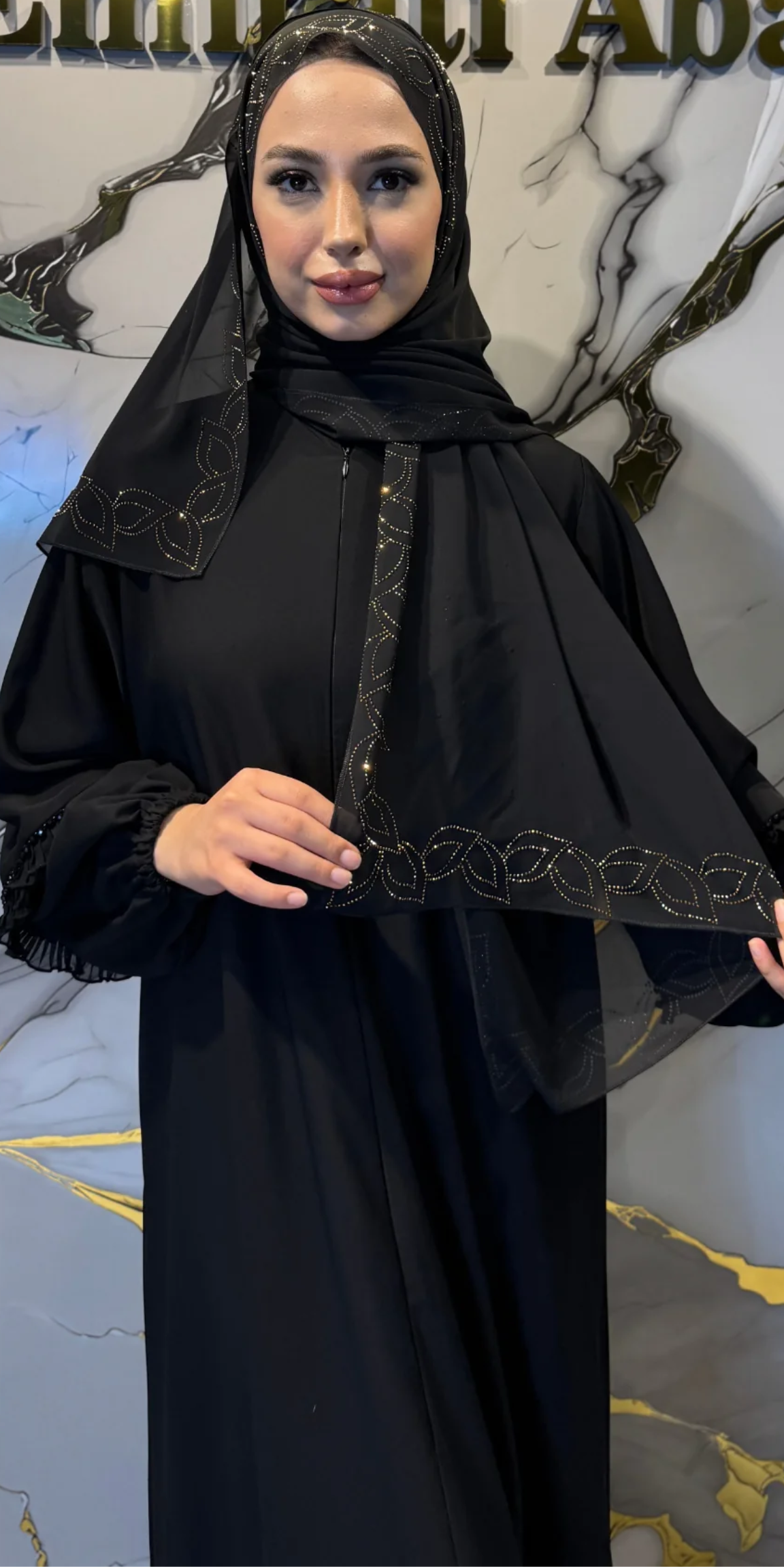 Zarif Desenli Şifon Şal 180x75cm ŞAL16 GSB - Premium Hafif Model