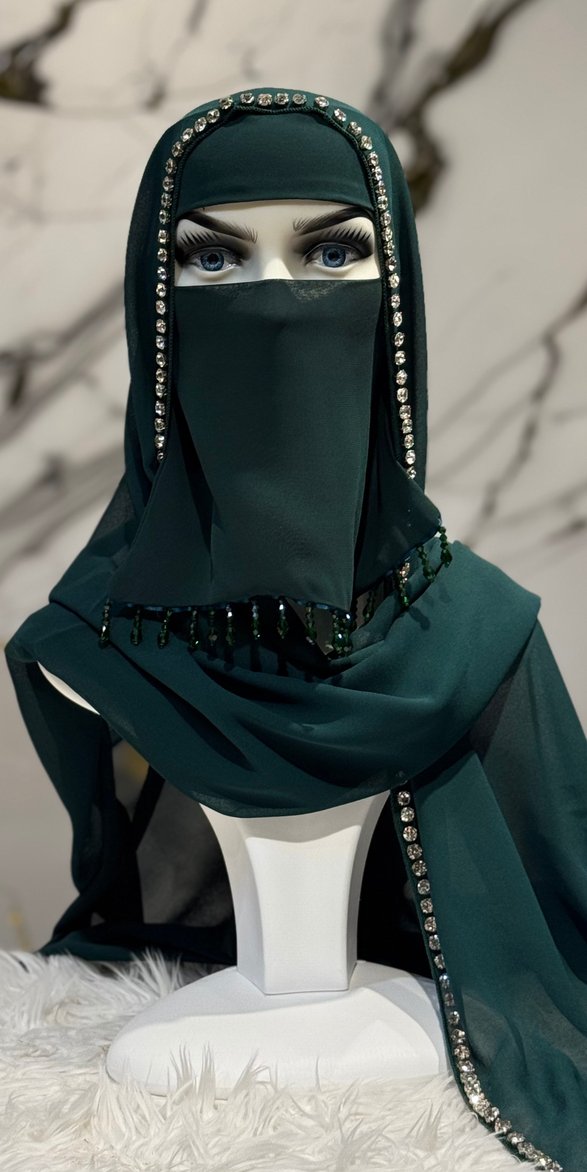 Luxury Multicolored Embellished Korean Chiffon Veil 