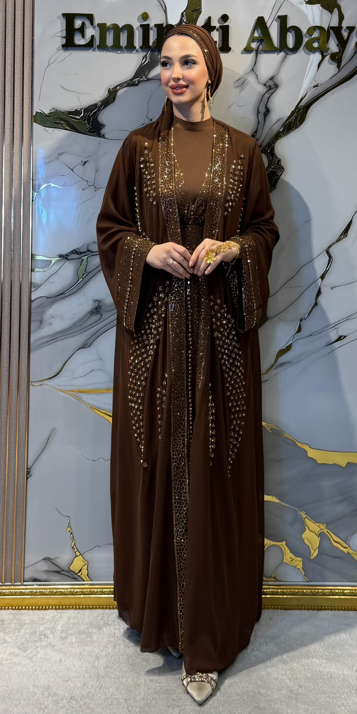 Open Front Brown Gold Traditional Style 4-Piece Set | WS31 GSK