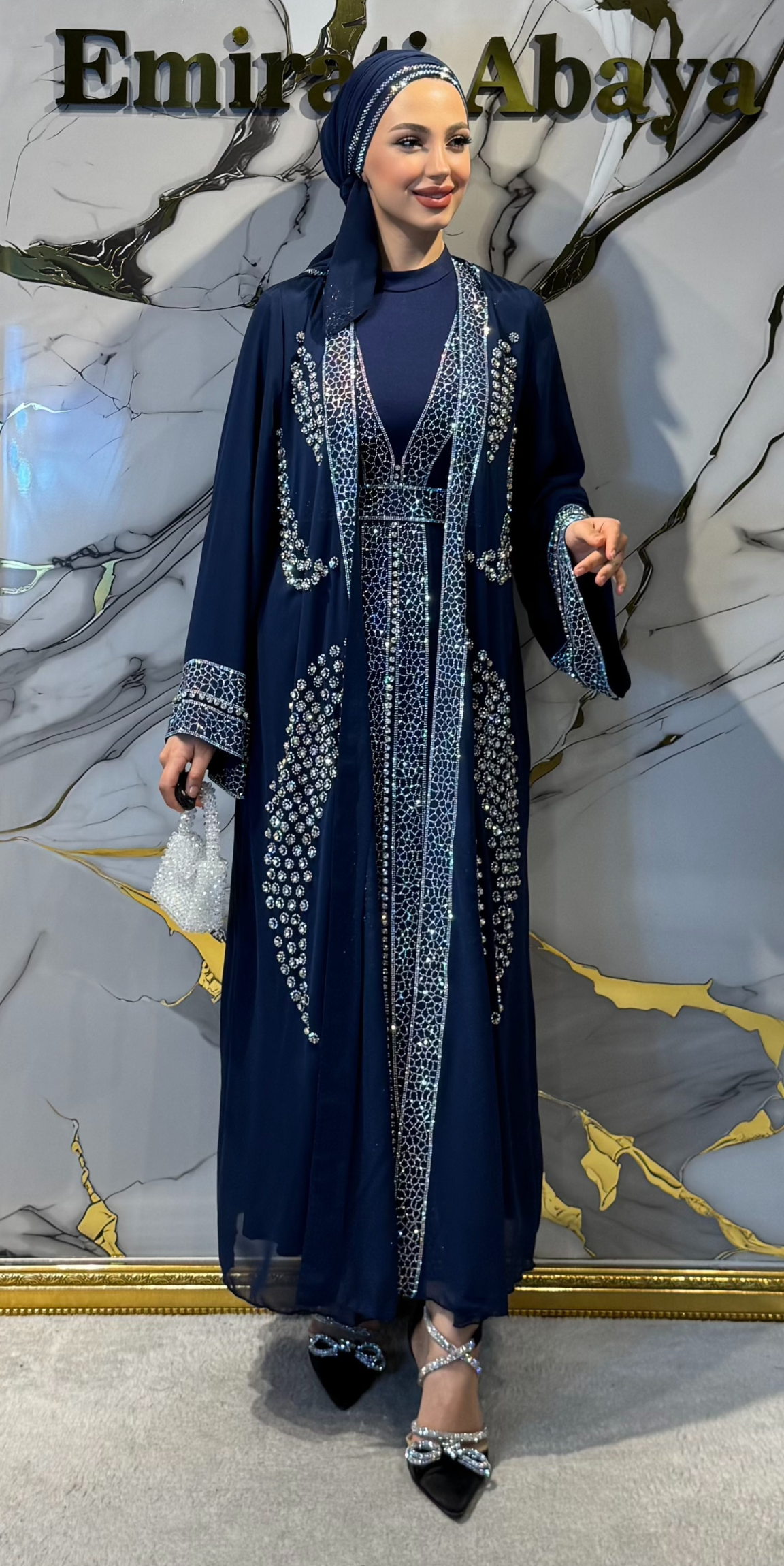 Luxury Embellished Navy Blue Traditional Suit | WS31 JSL