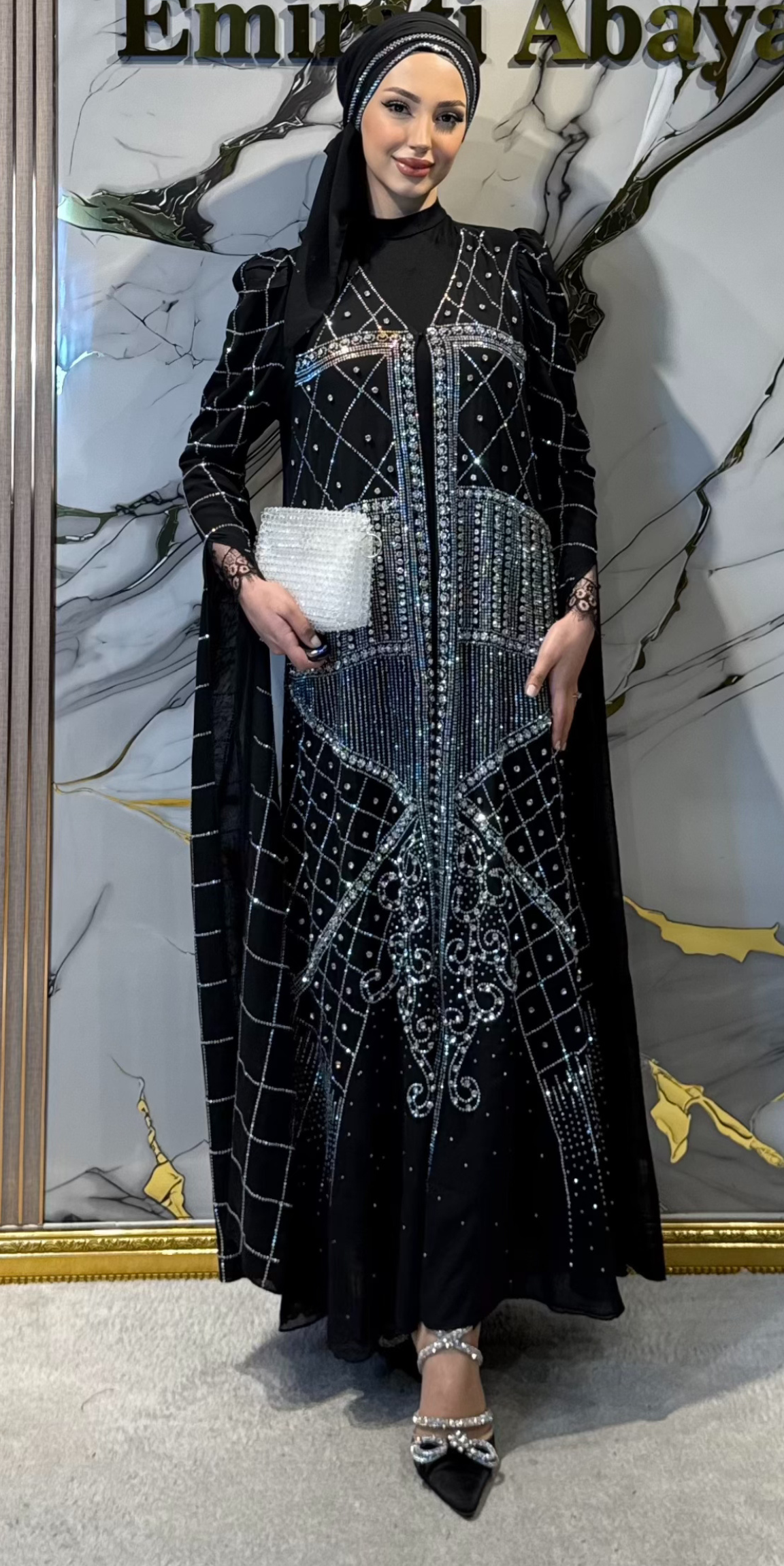 Elegant Jupiter Abaya with Crystal Stone Pattern TM83 JSDB