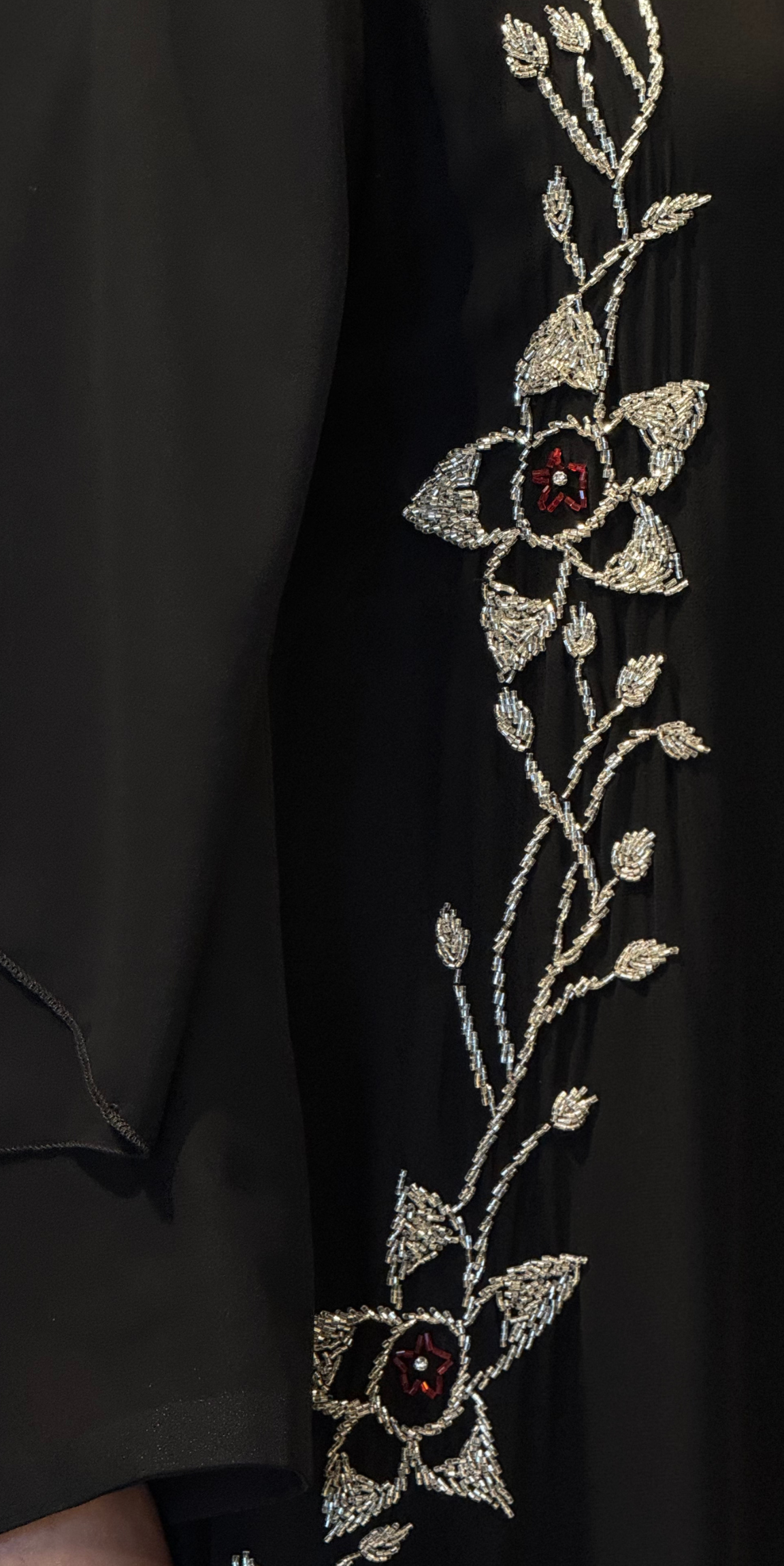 Premium Kore Şifon Swarovski Kristalli Abaya - El İşi Zarafet | EF0015 WSB