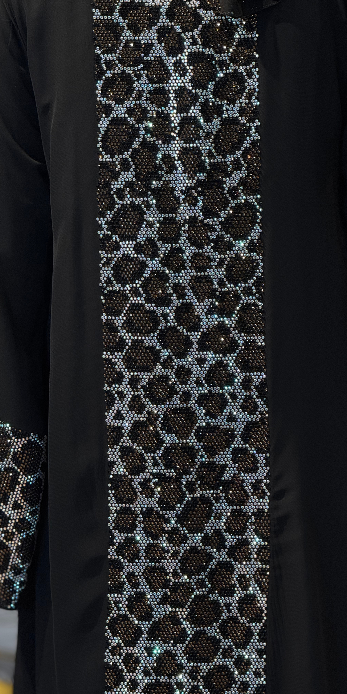 Taşlı Leopar Desenli Siyah Şifon Abaya JanJan Taşlı Şal Dahil TM78 LJSSB