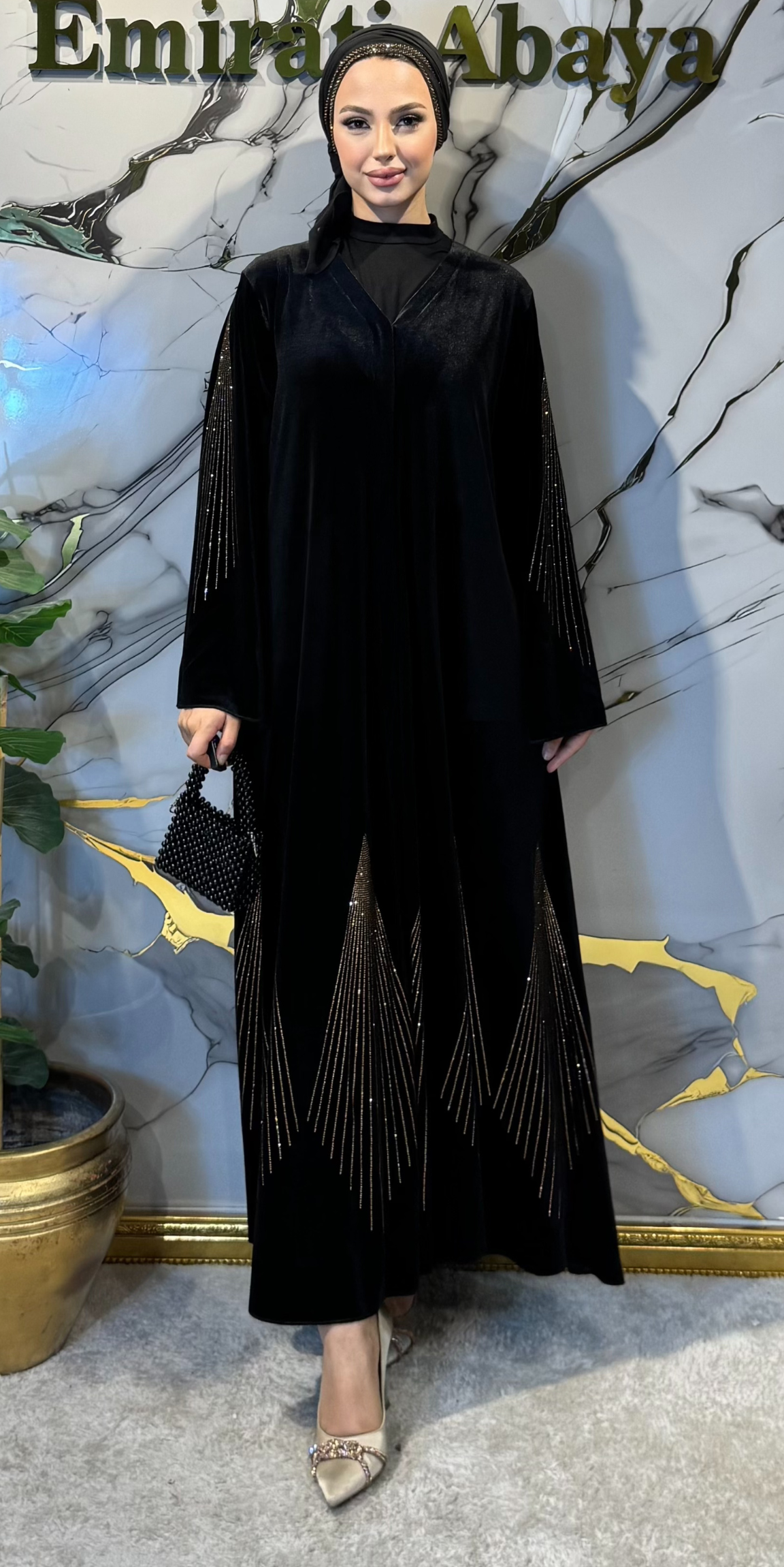 Gold Stone Striped Black Velvet Suit | TM55 GSVB