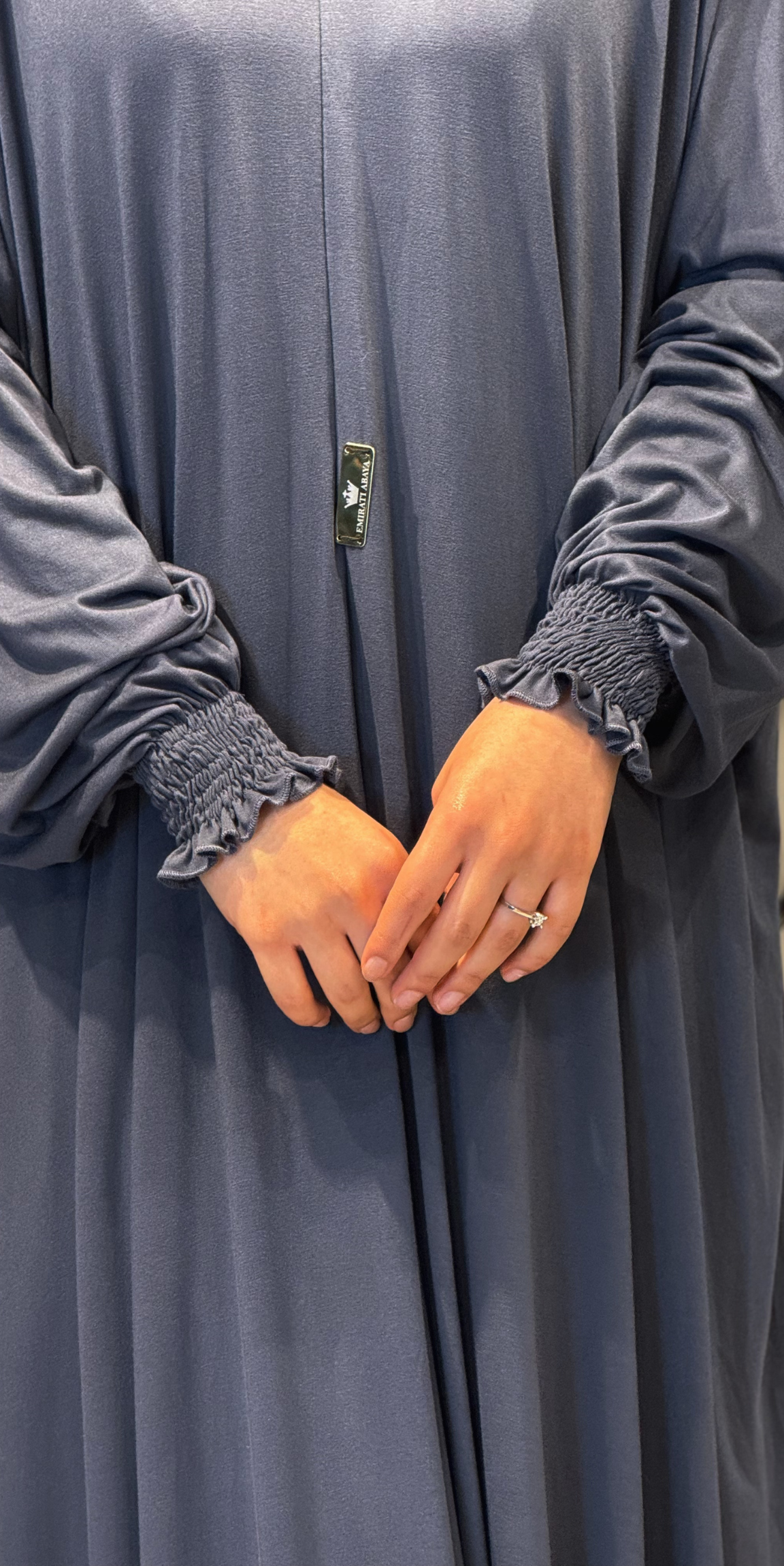 Grey Sandy Fabric Casual Elegant Abaya