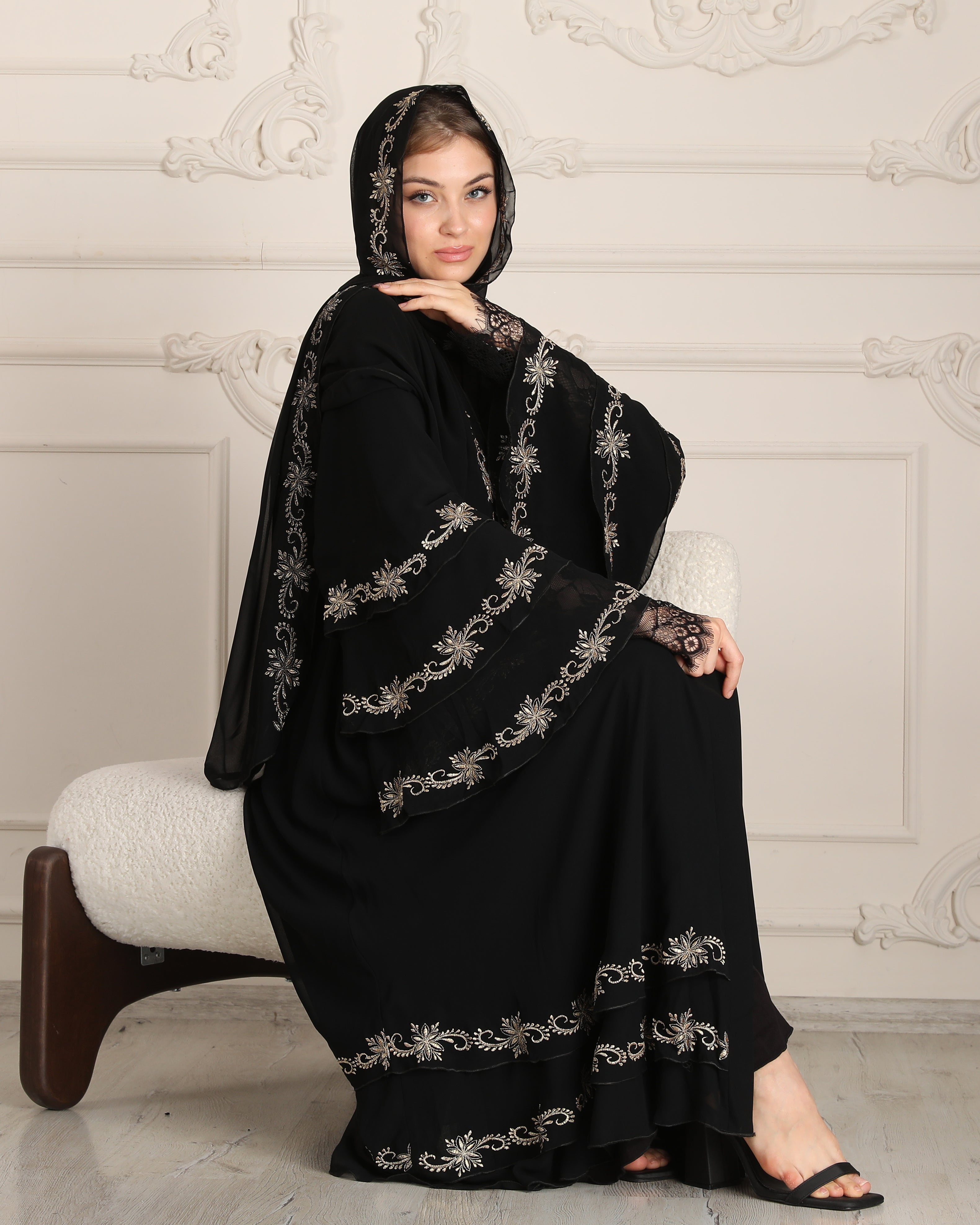 Chic Elegance: Embroidered Chiffon Abaya