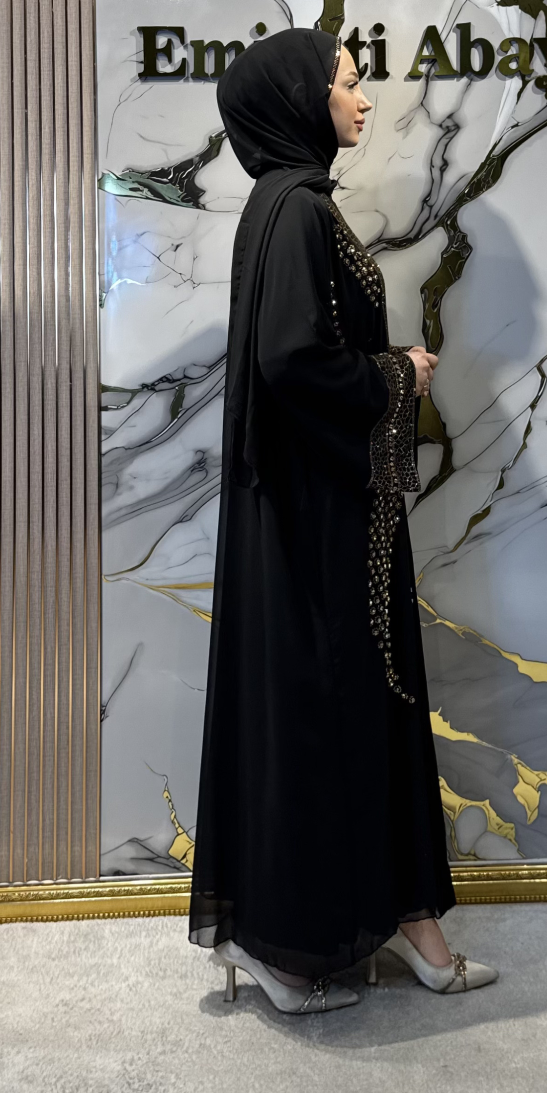 Önü Açık Gold Yöresel Abaya WS31 GSB