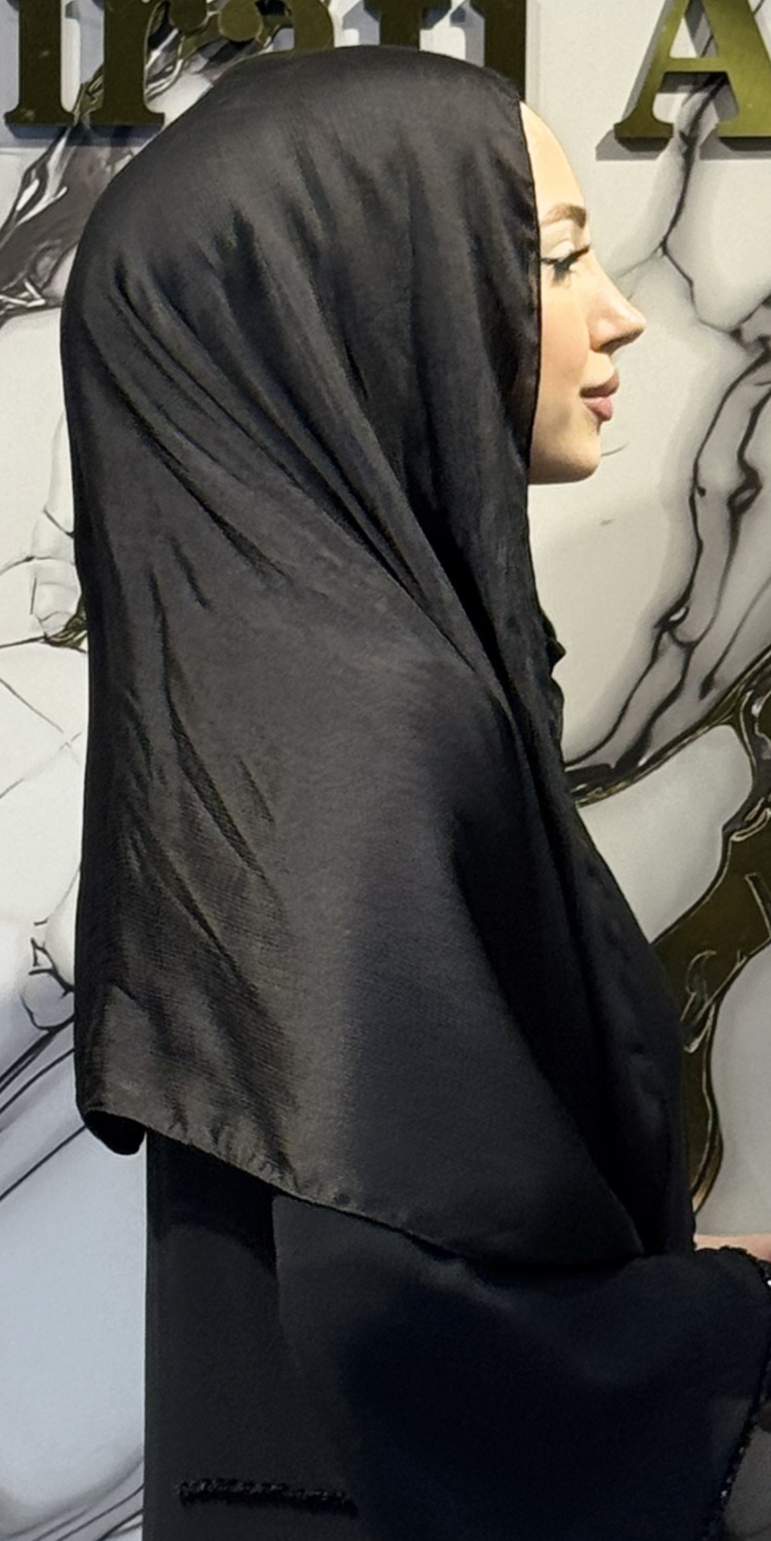 Sade Siyah Saten Şal | ŞAL04 SİYAH