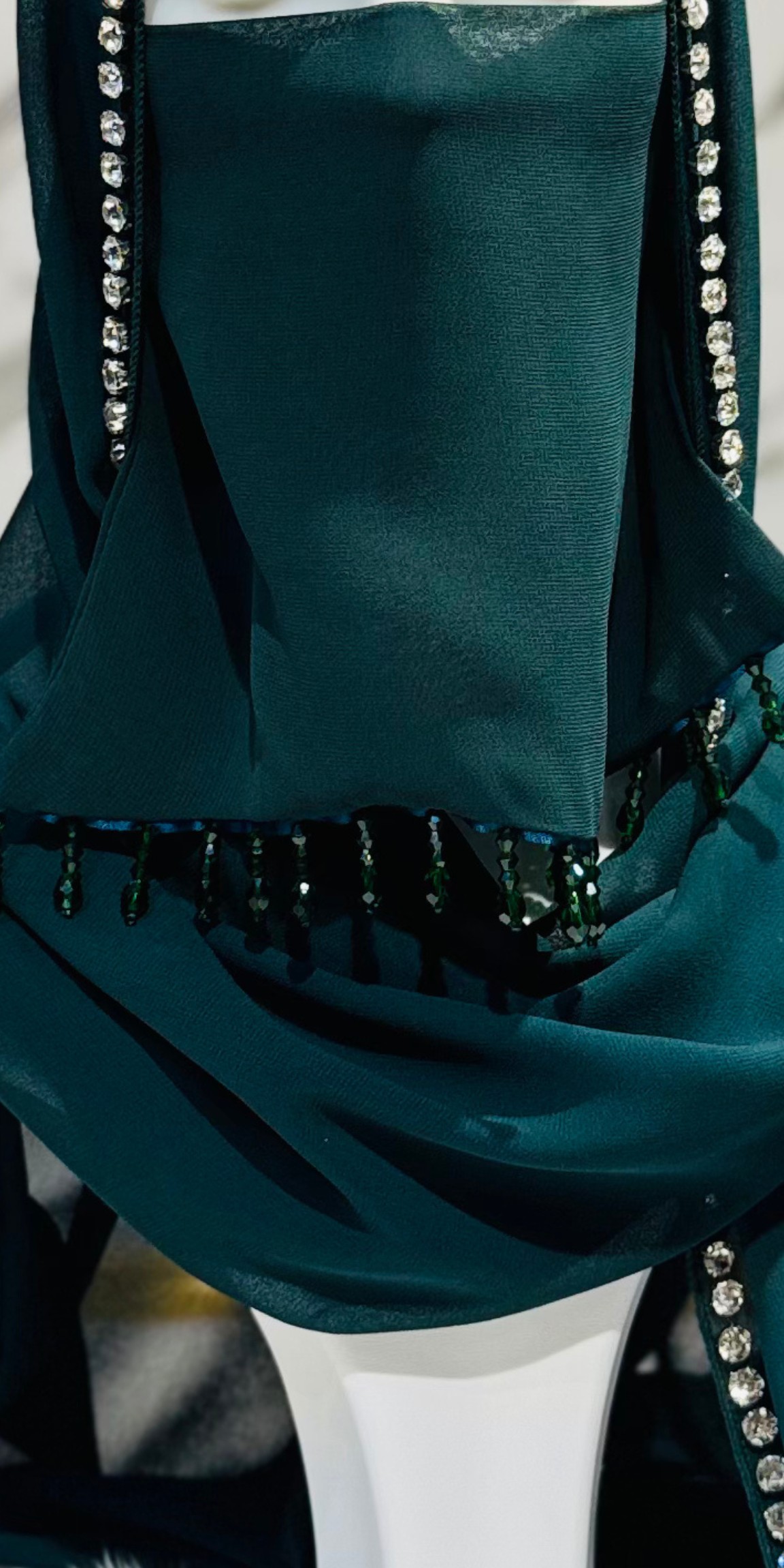 Luxury Multicolored Embellished Korean Chiffon Veil 