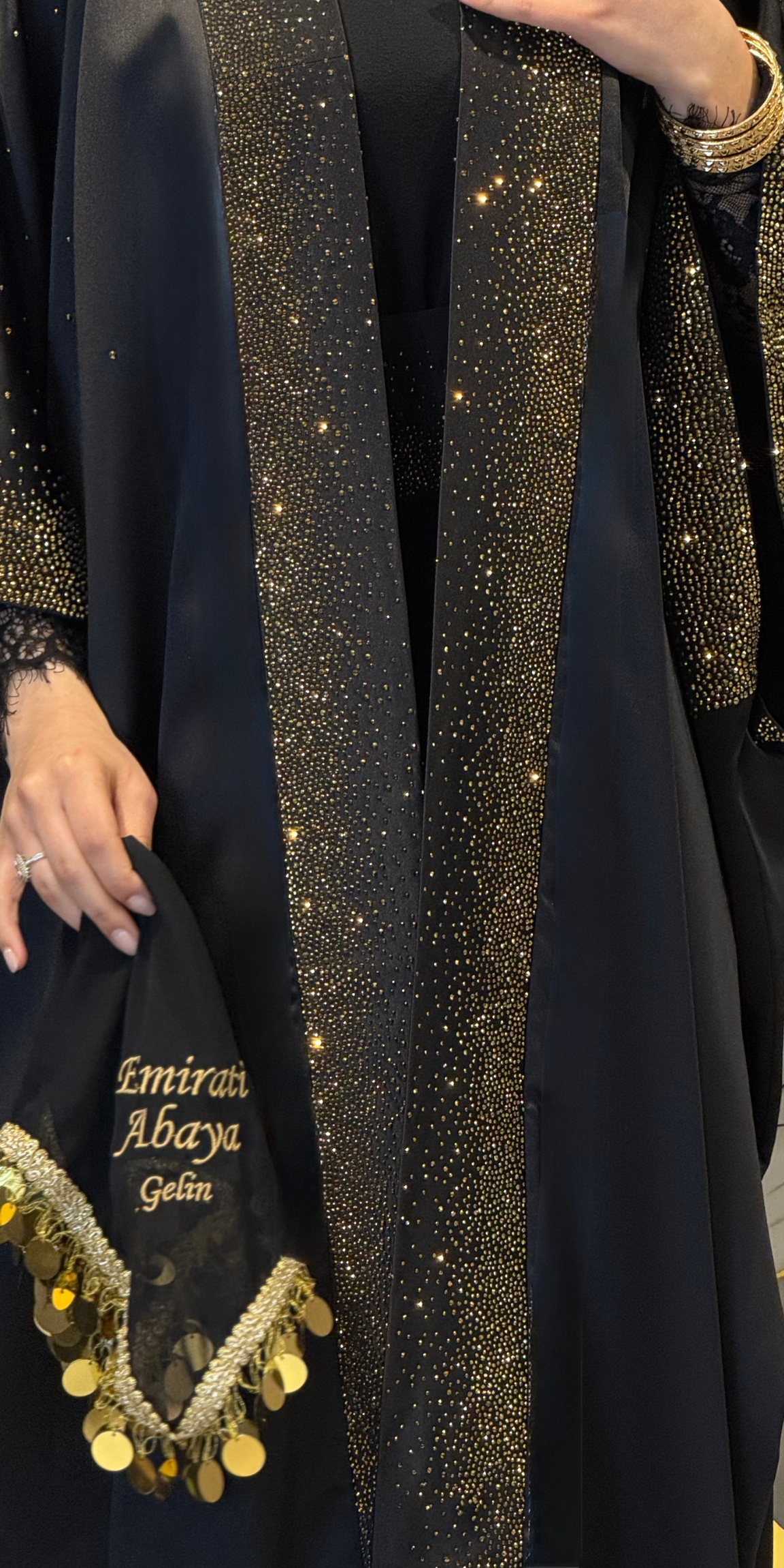 Premium Golden Swarovski Satin Yorsel Set 