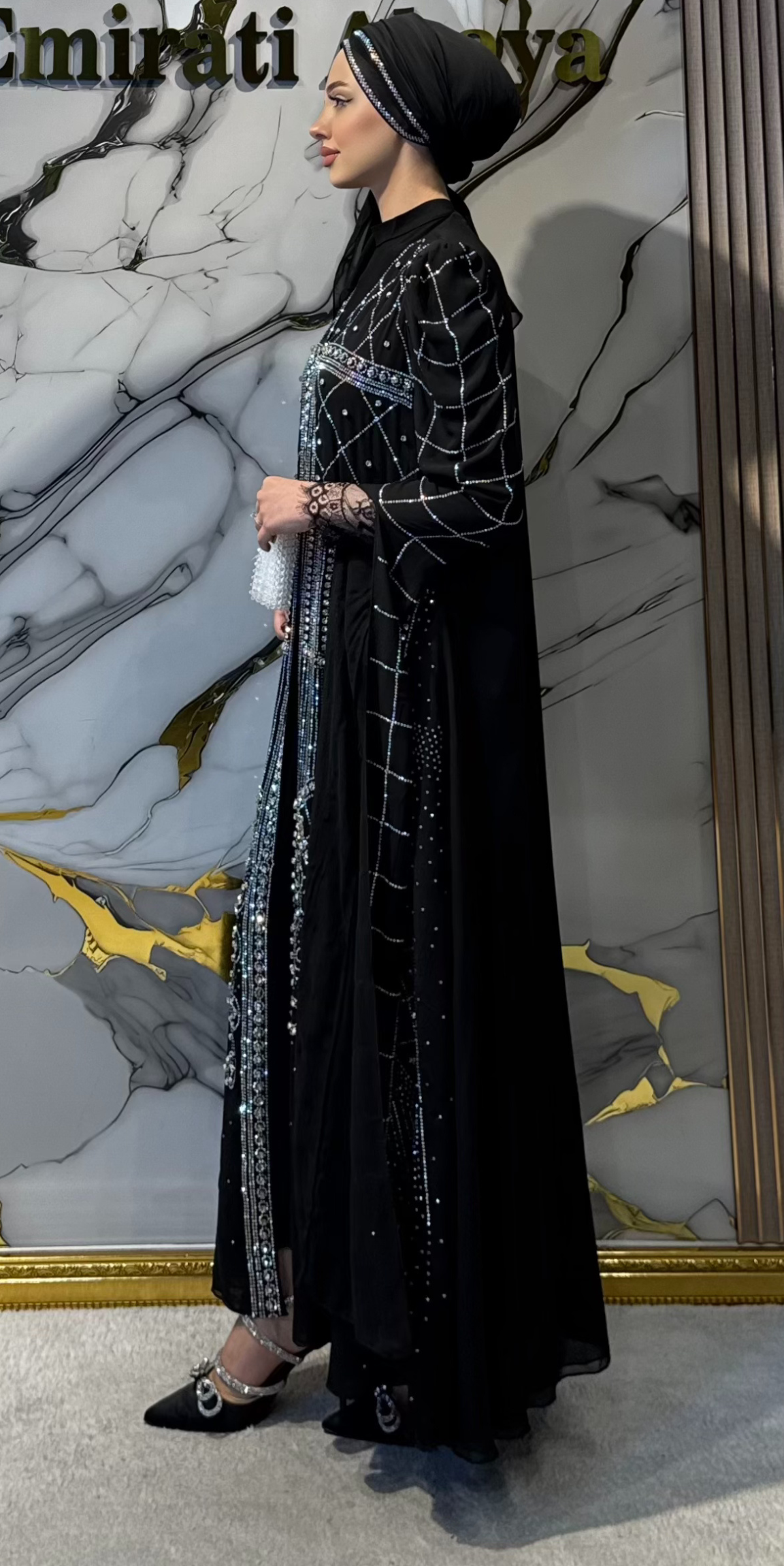 Elegant Jupiter Abaya with Crystal Stone Pattern TM83 JSDB