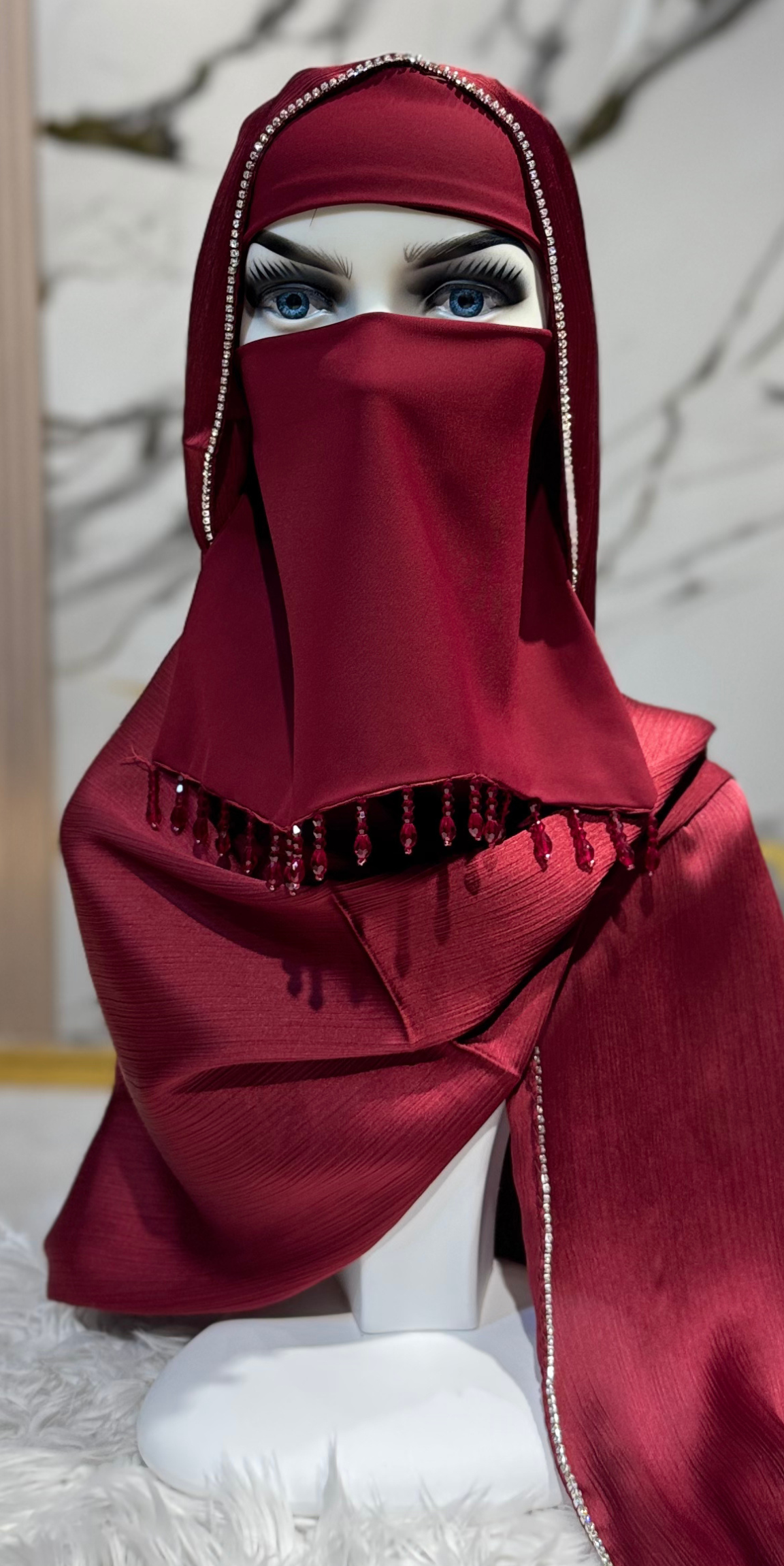 Luxury Multicolored Embellished Korean Chiffon Veil 