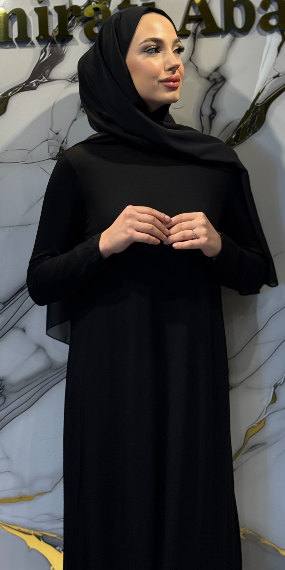 Premium Sandy Fabric İçlik - Abaya İçin Özel Tasarım İç Giyim RK0049 SİYAH