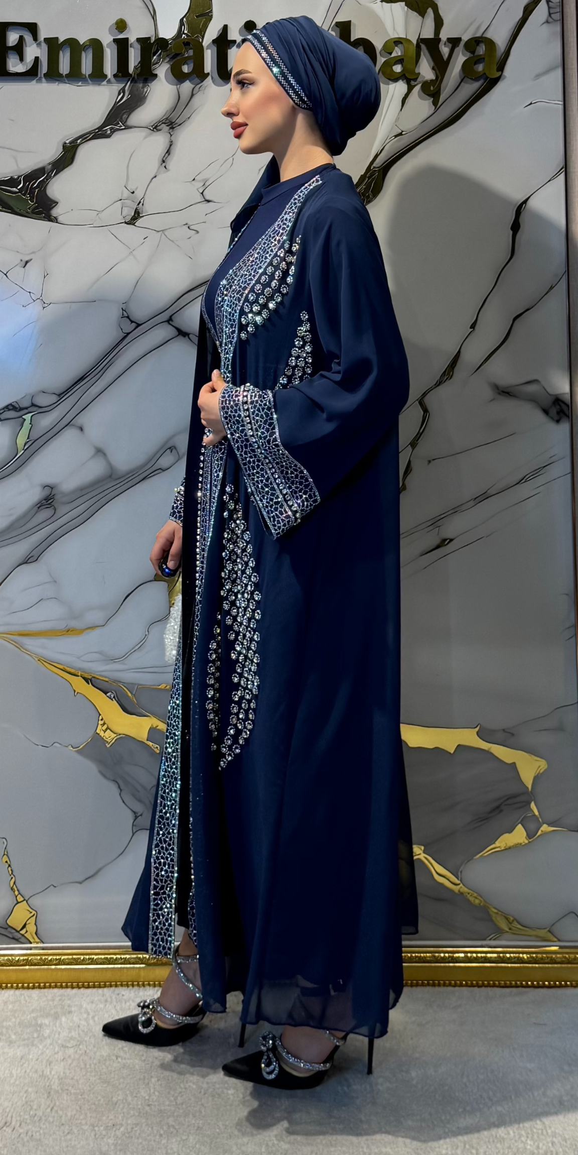 Luxury Embellished Navy Blue Traditional Suit | WS31 JSL