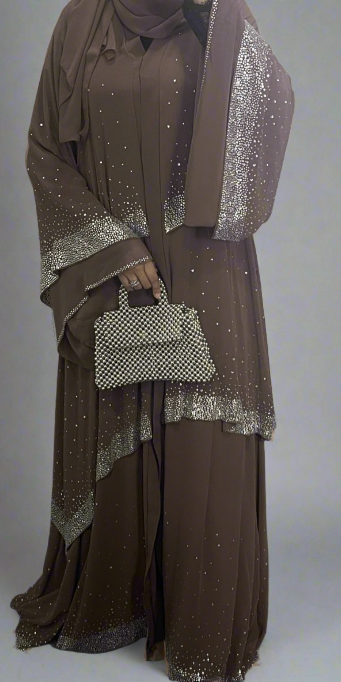 Swarovski Taşlı Katmanlı Şık Abaya