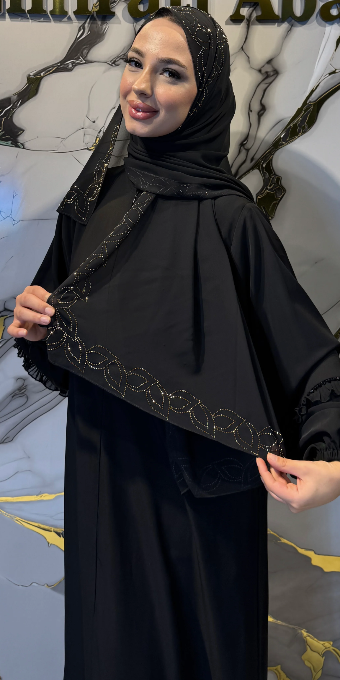 Zarif Desenli Şifon Şal 180x75cm ŞAL16 GSB - Premium Hafif Model