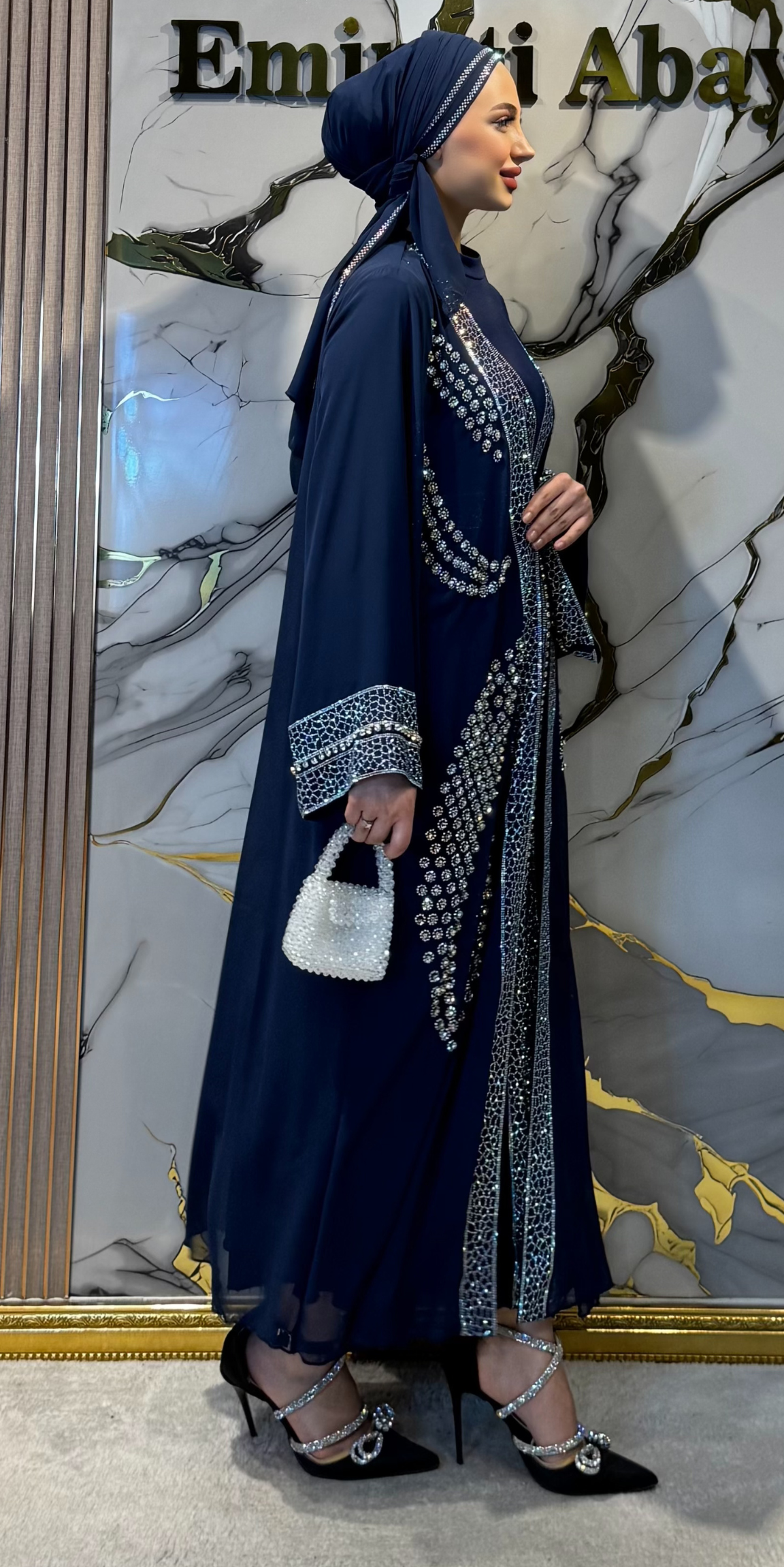 Luxury Embellished Navy Blue Traditional Suit | WS31 JSL