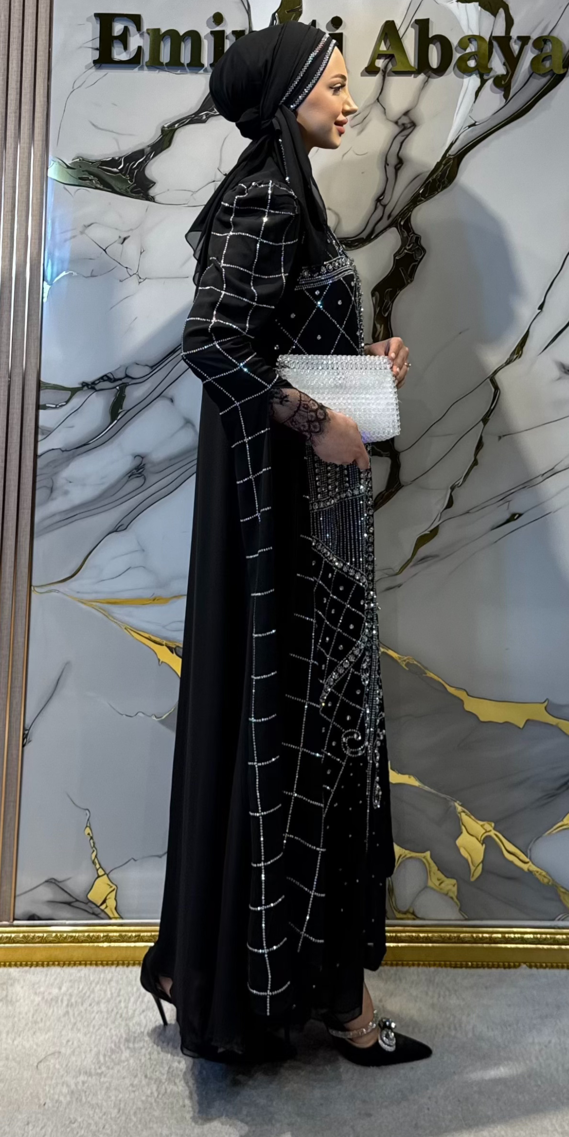 Elegant Jupiter Abaya with Crystal Stone Pattern TM83 JSDB