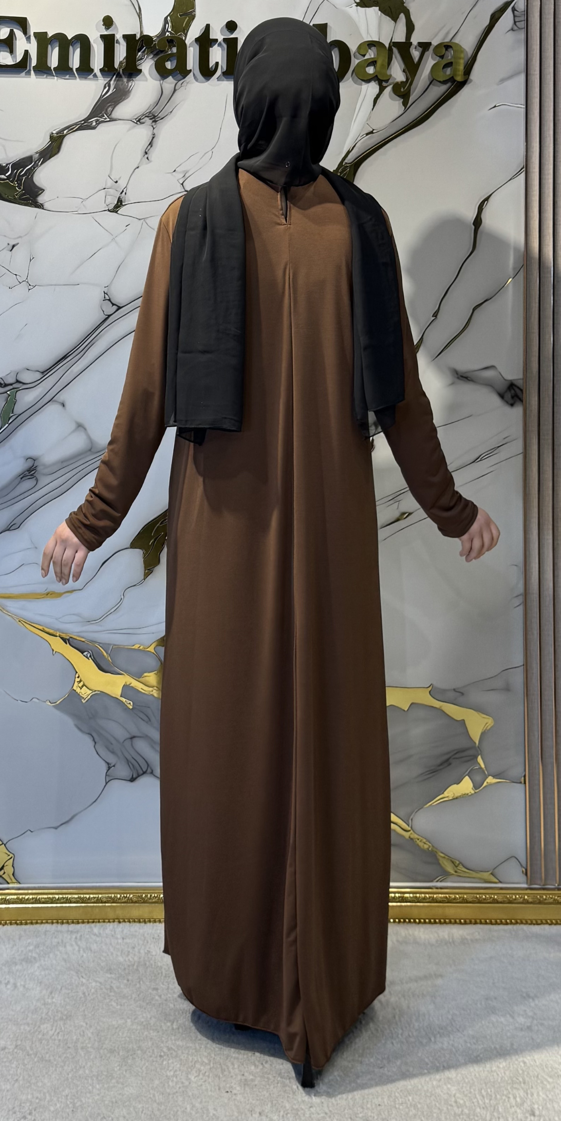 Premium Sandy Fabric İçlik - Abaya İçin Özel Tasarım İç Giyim RK0049 Kahve