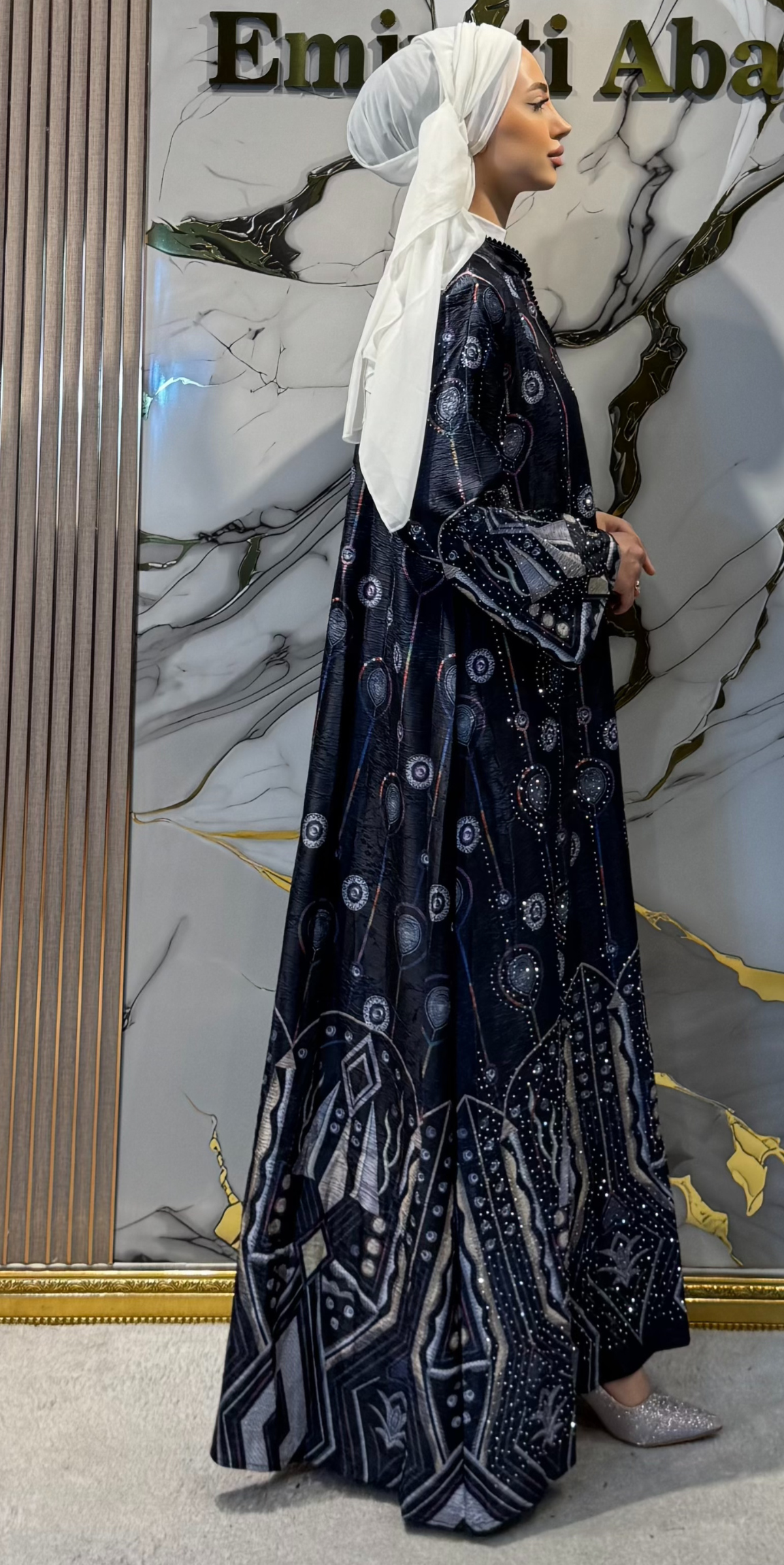 Baskılı Desenli Mor Jakar Günlük Abaya | KSA12