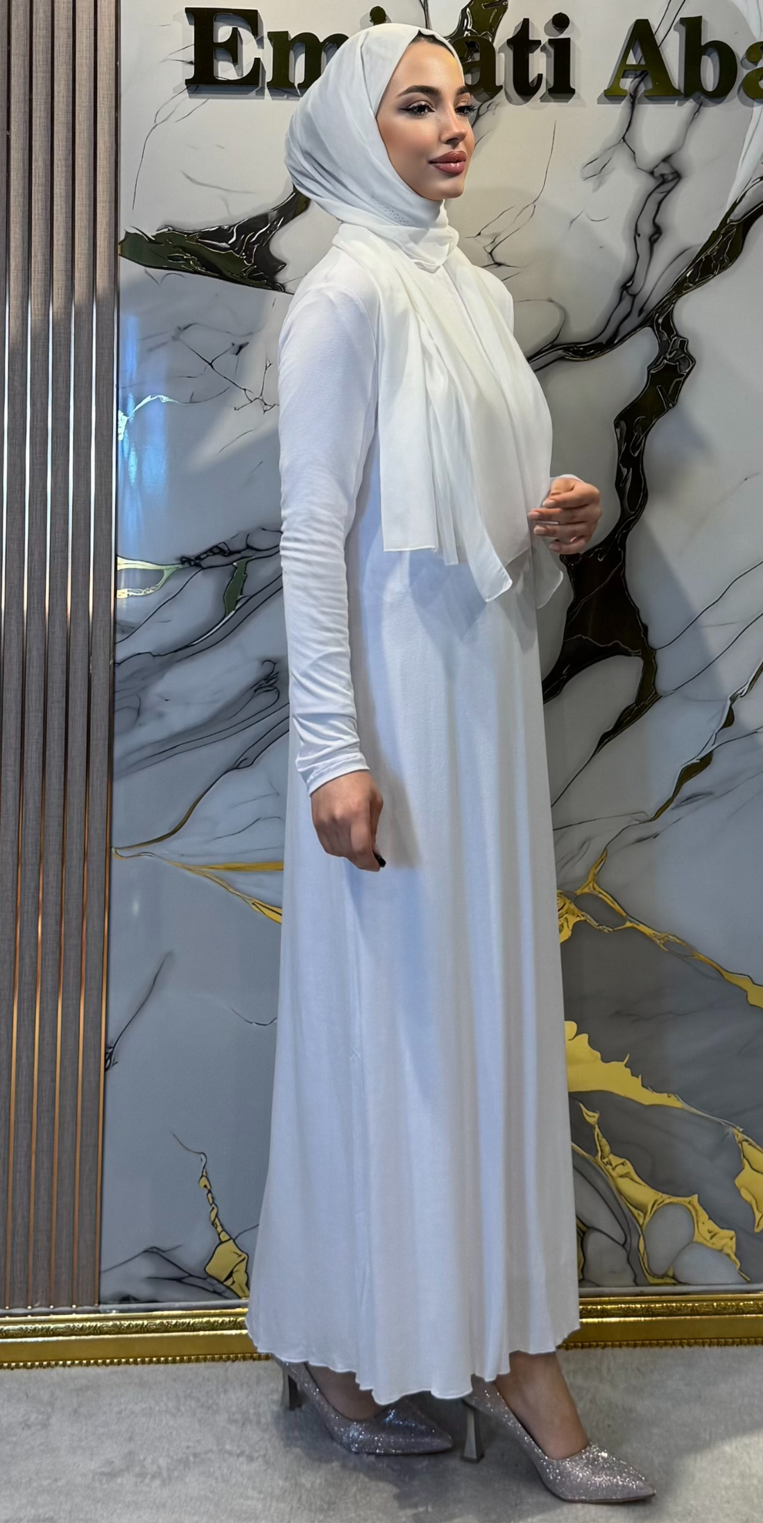 Premium Sandy Kumaş İçlik - Abaya İçin Özel Tasarım İç Giyim RK0049 BEYAZ