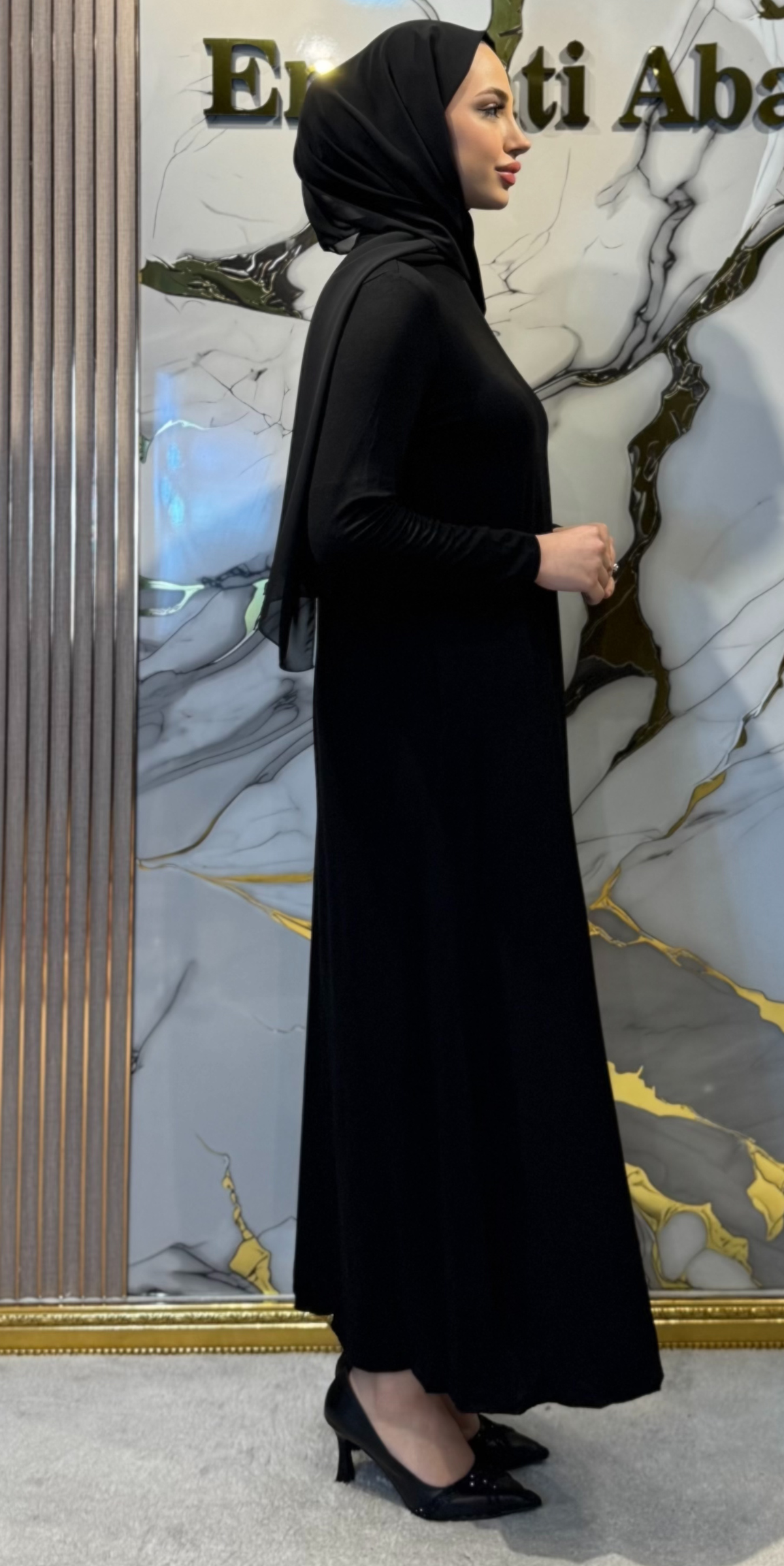 Premium Sandy Fabric İçlik - Abaya İçin Özel Tasarım İç Giyim RK0049 SİYAH