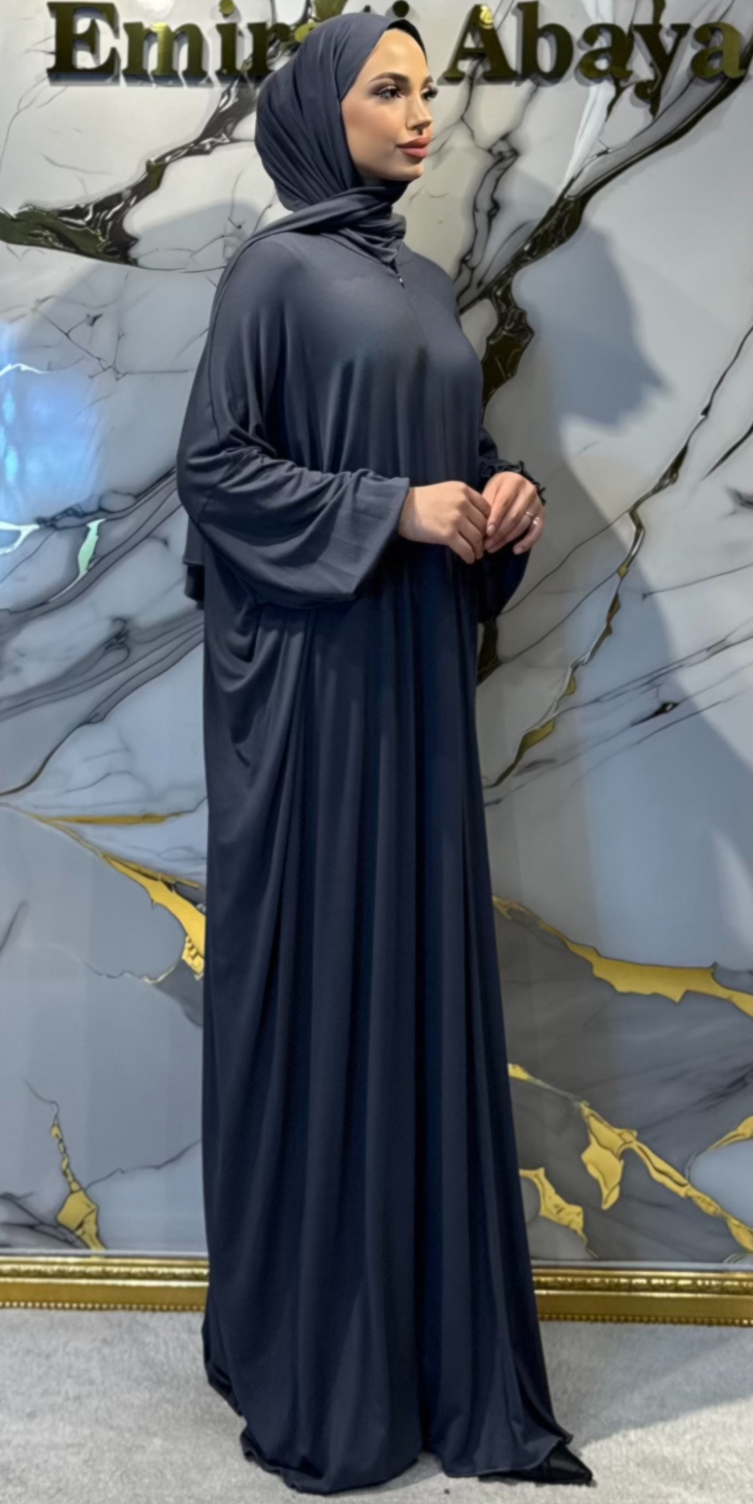 Gri Sandy Kumaş Günlük Şık Abaya Rahat Kullanım