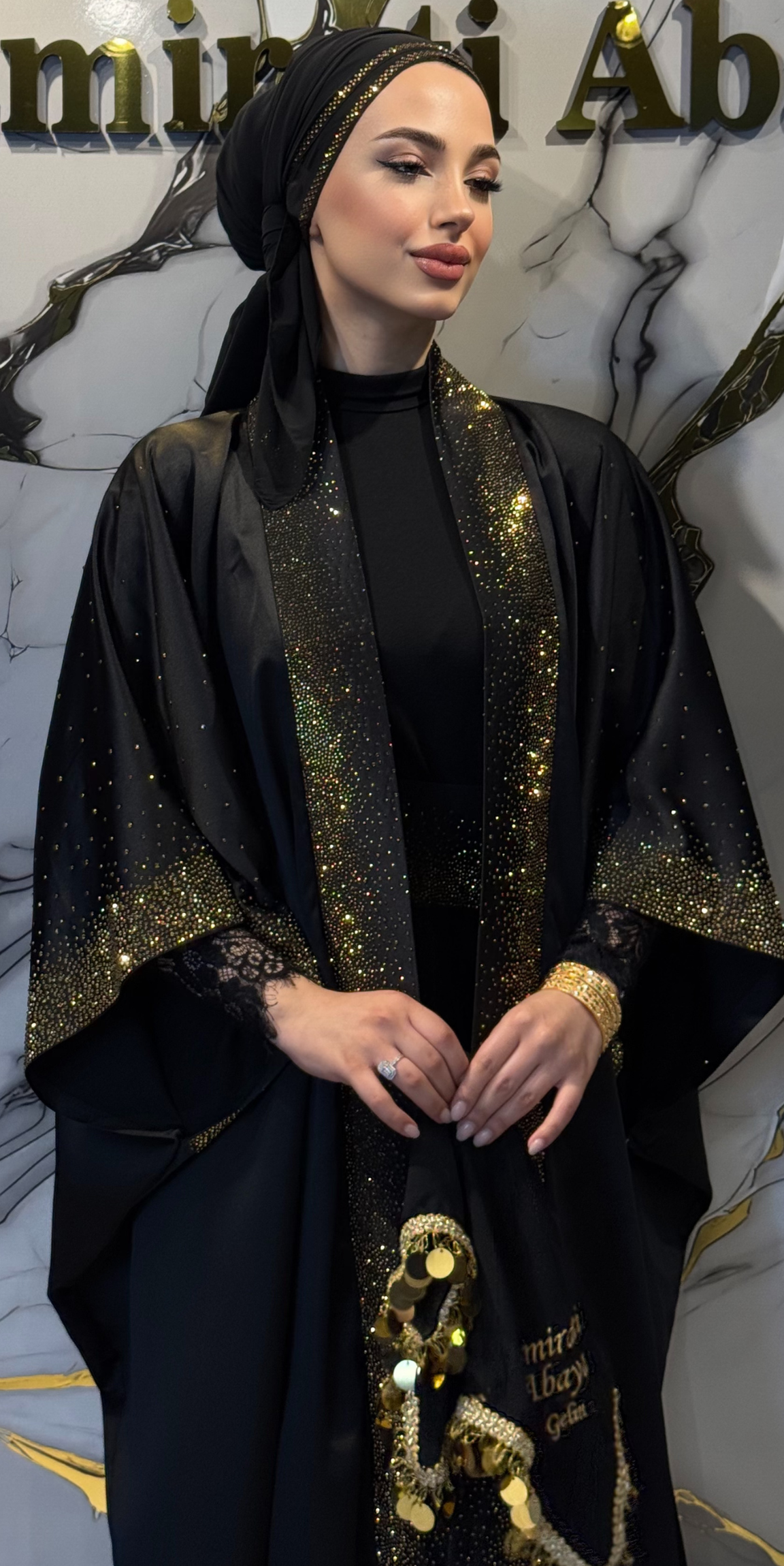 Premium Golden Swarovski Satin Yorsel Set 