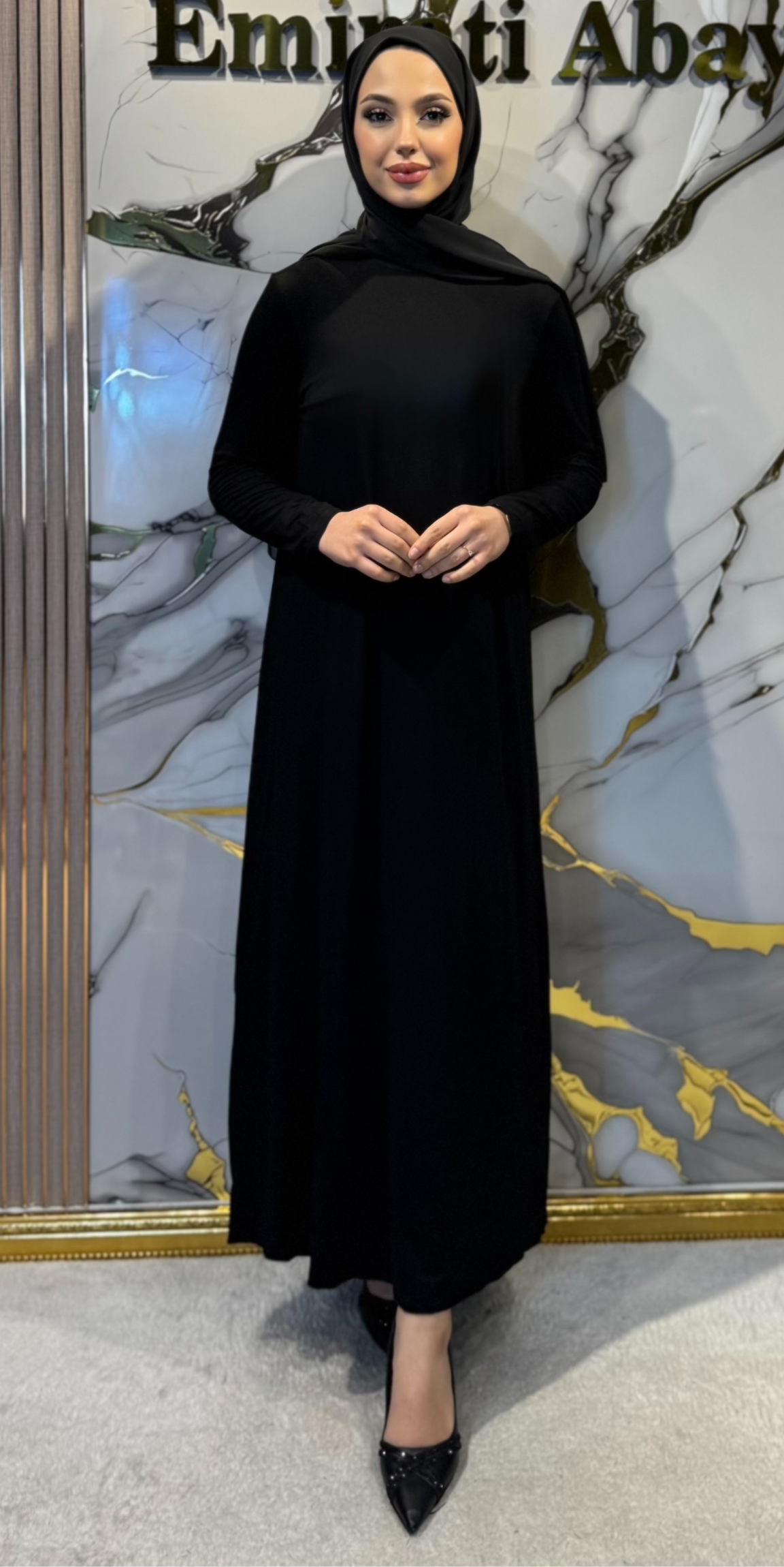 Premium Sandy Fabric İçlik - Abaya İçin Özel Tasarım İç Giyim RK0049 SİYAH