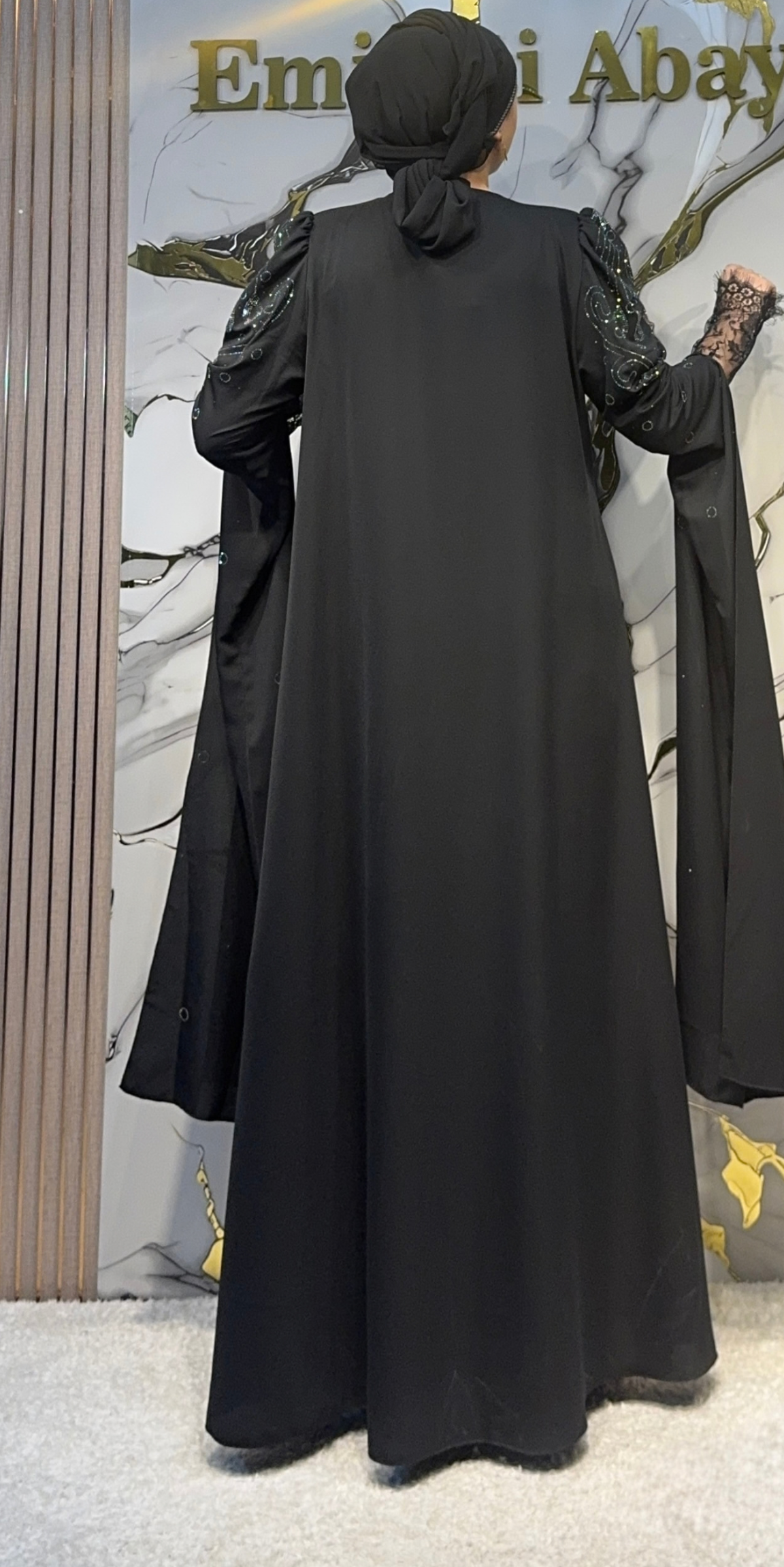 Hematit Taşlı Uzun Kollu Siyah Dubai Kumaş Takım | LY69 HSB