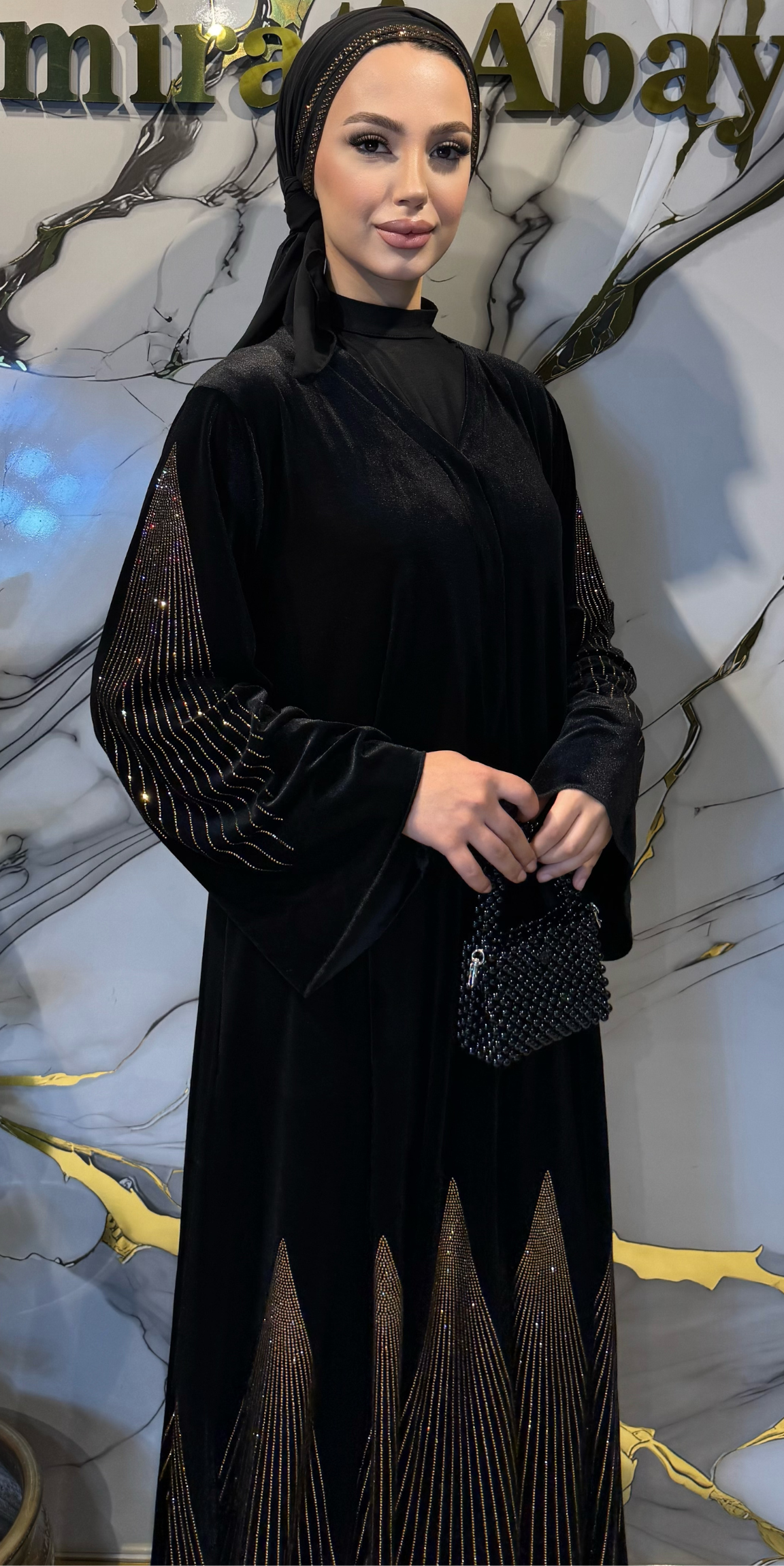 Gold Stone Striped Black Velvet Suit | TM55 GSVB