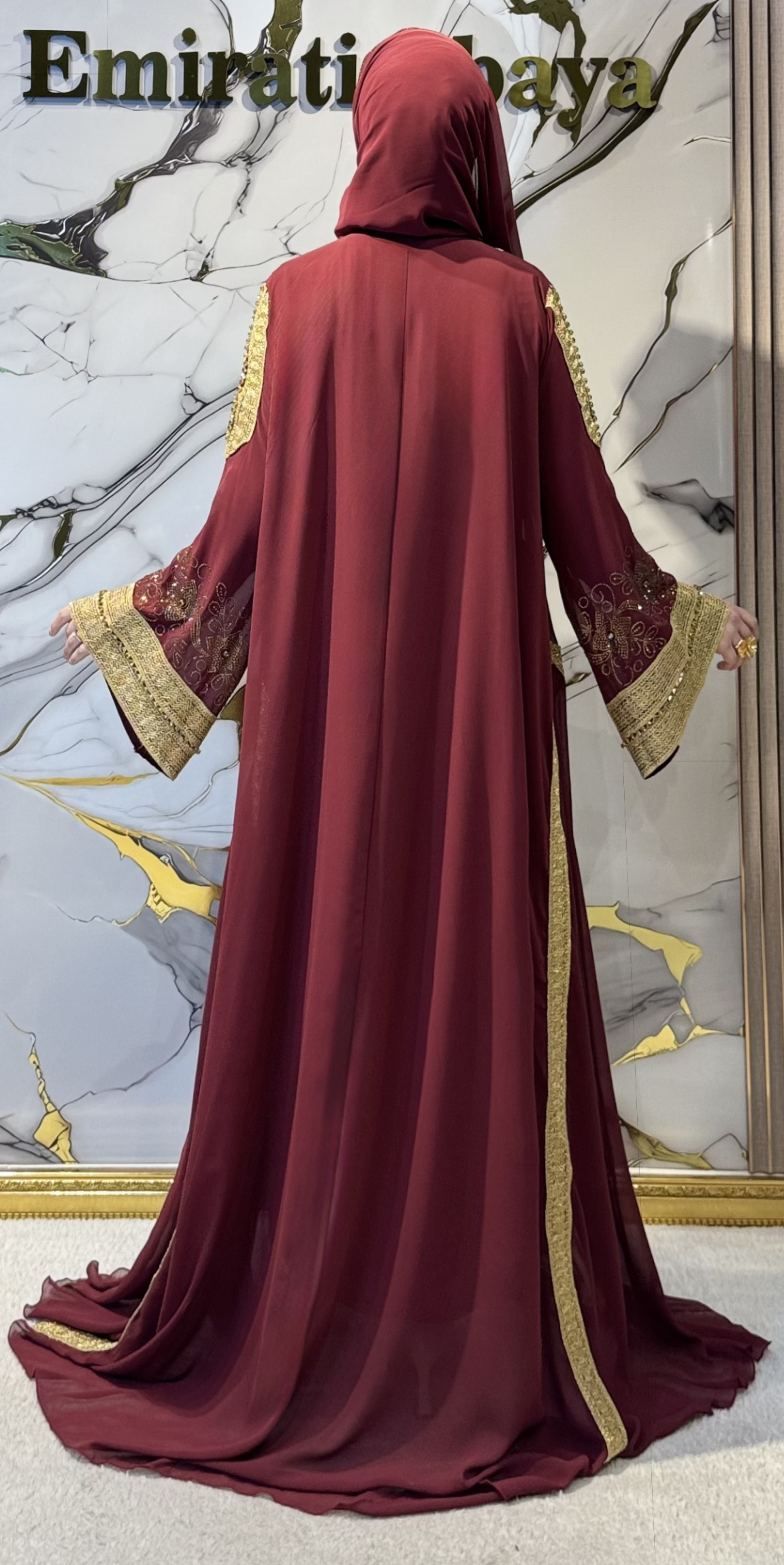 Gold Çiçek Desenli Yöresel Bordo Takım 4 Parça Set
