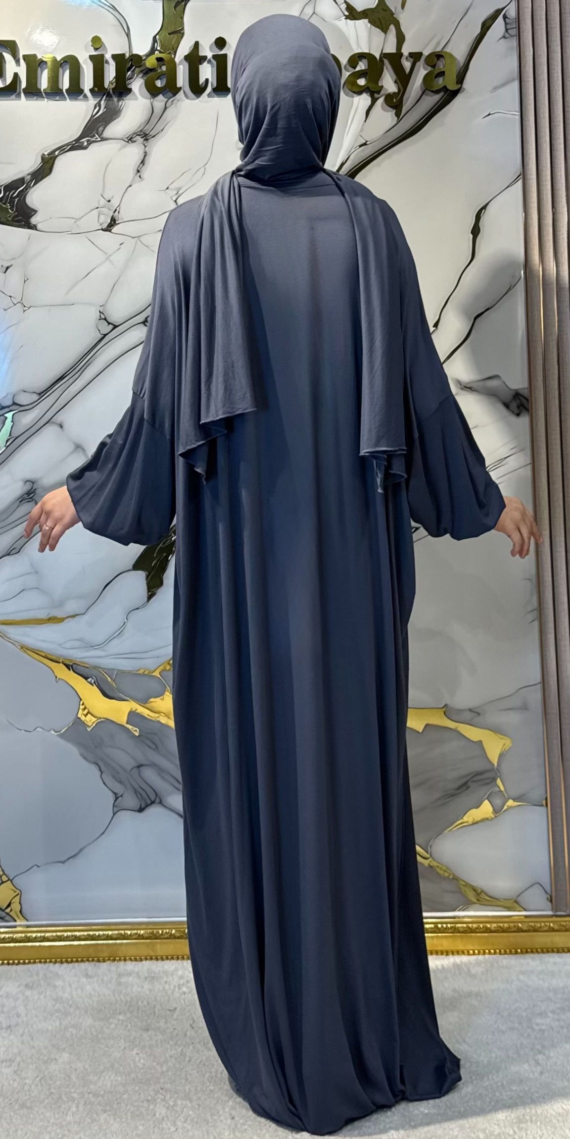 Grey Sandy Fabric Casual Elegant Abaya