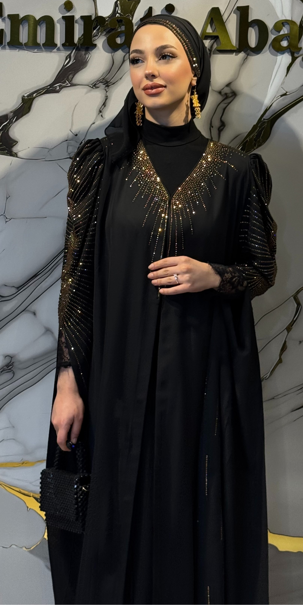 Golden Elegance Dubai Abaya TM82 GSB
