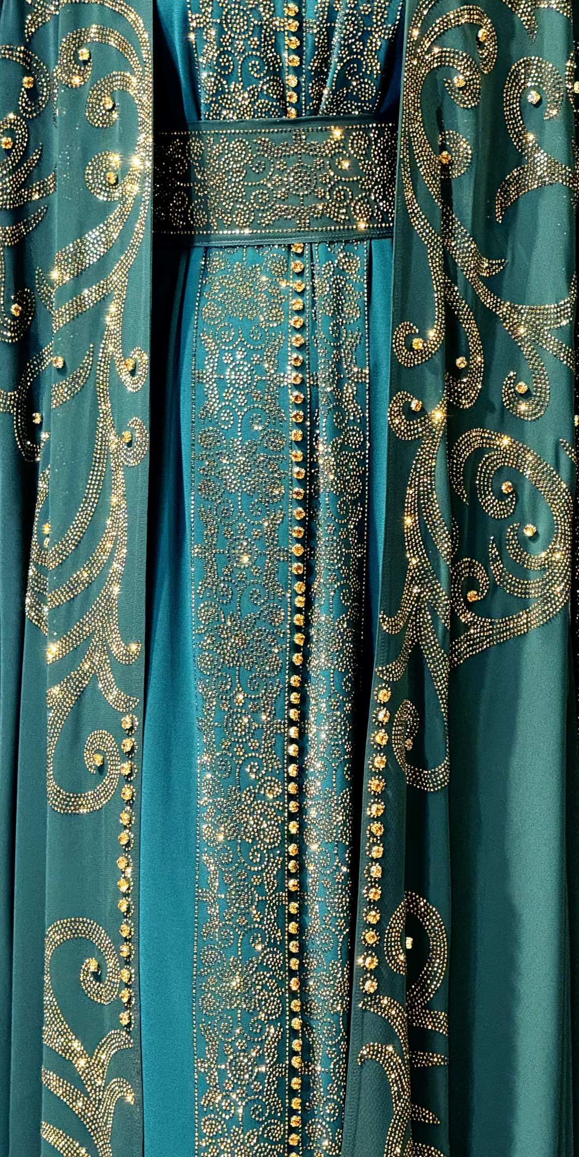 Gold Taşlı Yeşil Yöresel Takım | 4 Parça Set | Cape Kollu | WS73 GSGREEN