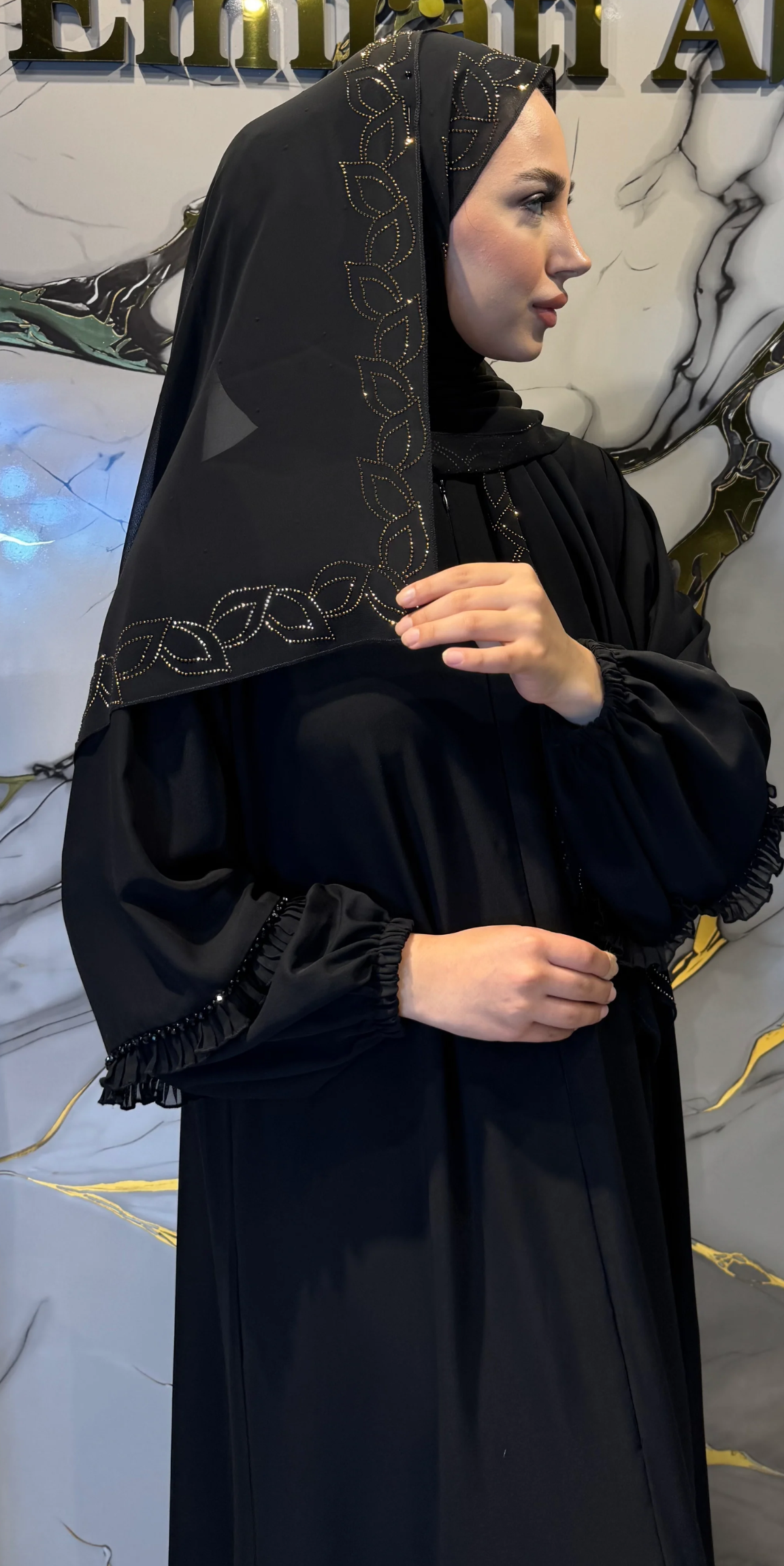 Zarif Desenli Şifon Şal 180x75cm ŞAL16 GSB - Premium Hafif Model