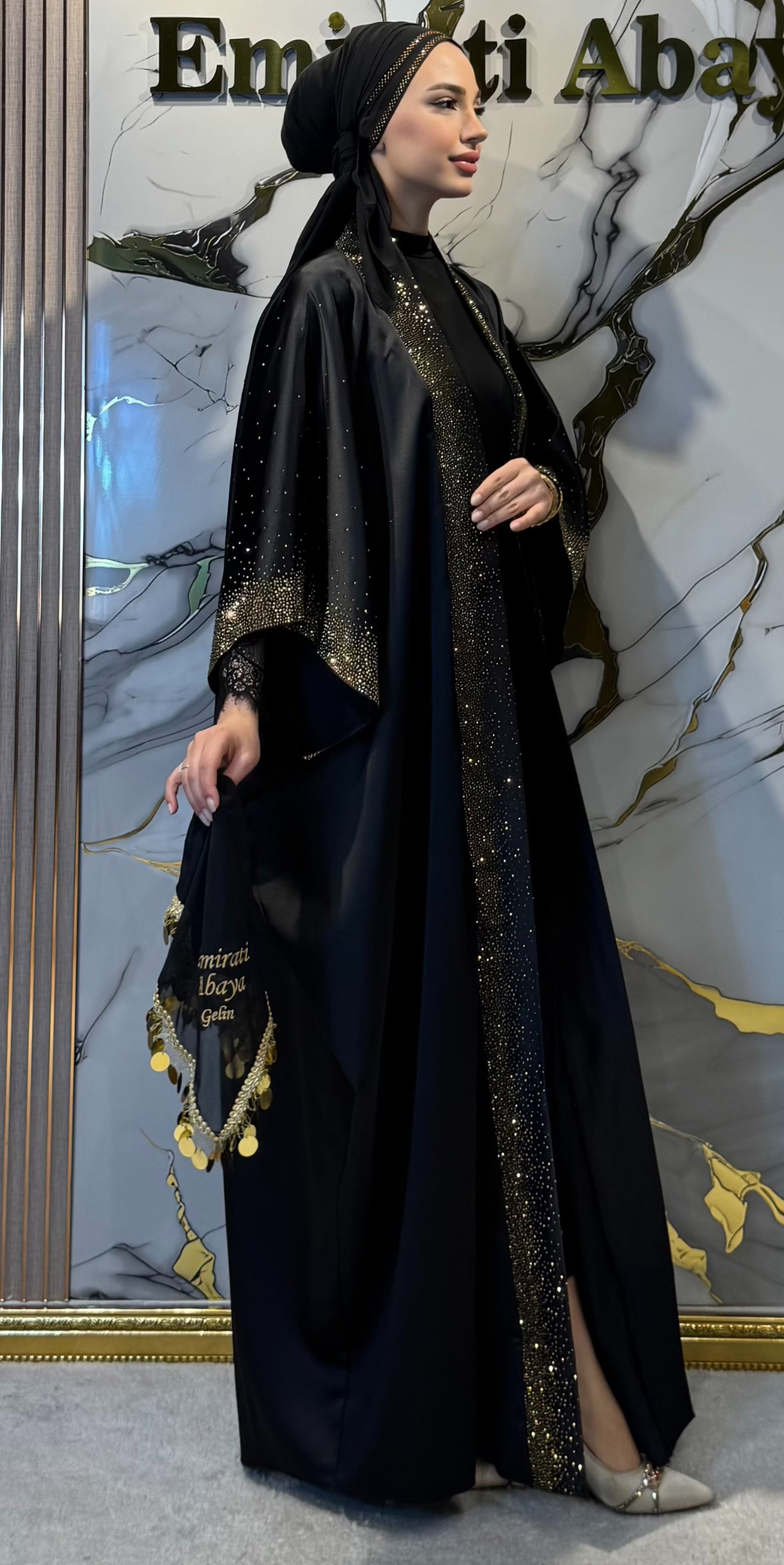 Premium Golden Swarovski Satin Yorsel Set 