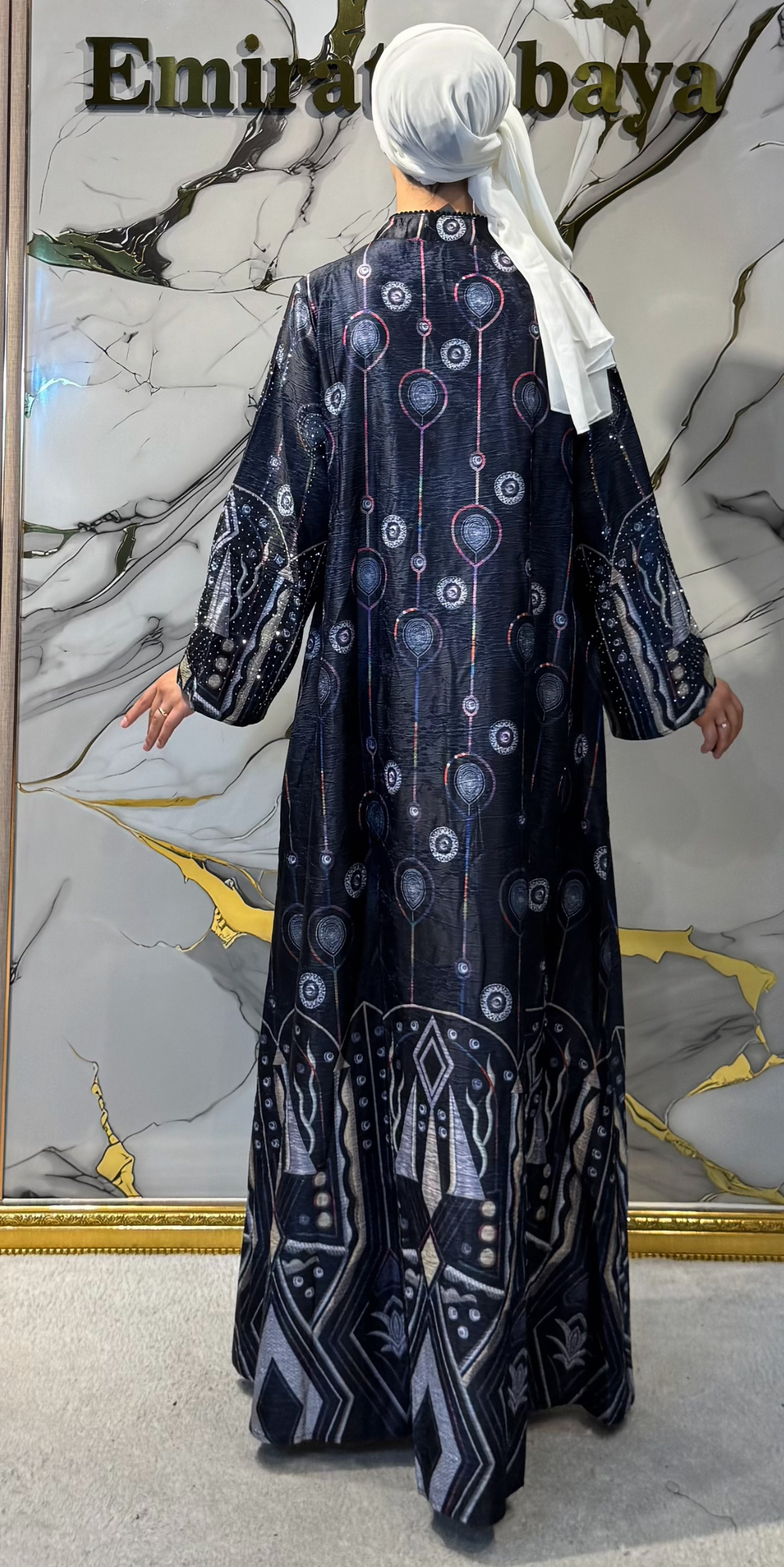 Baskılı Desenli Mor Jakar Günlük Abaya | KSA12