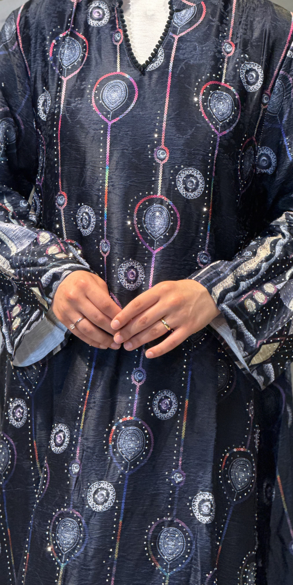 Baskılı Desenli Mor Jakar Günlük Abaya | KSA12