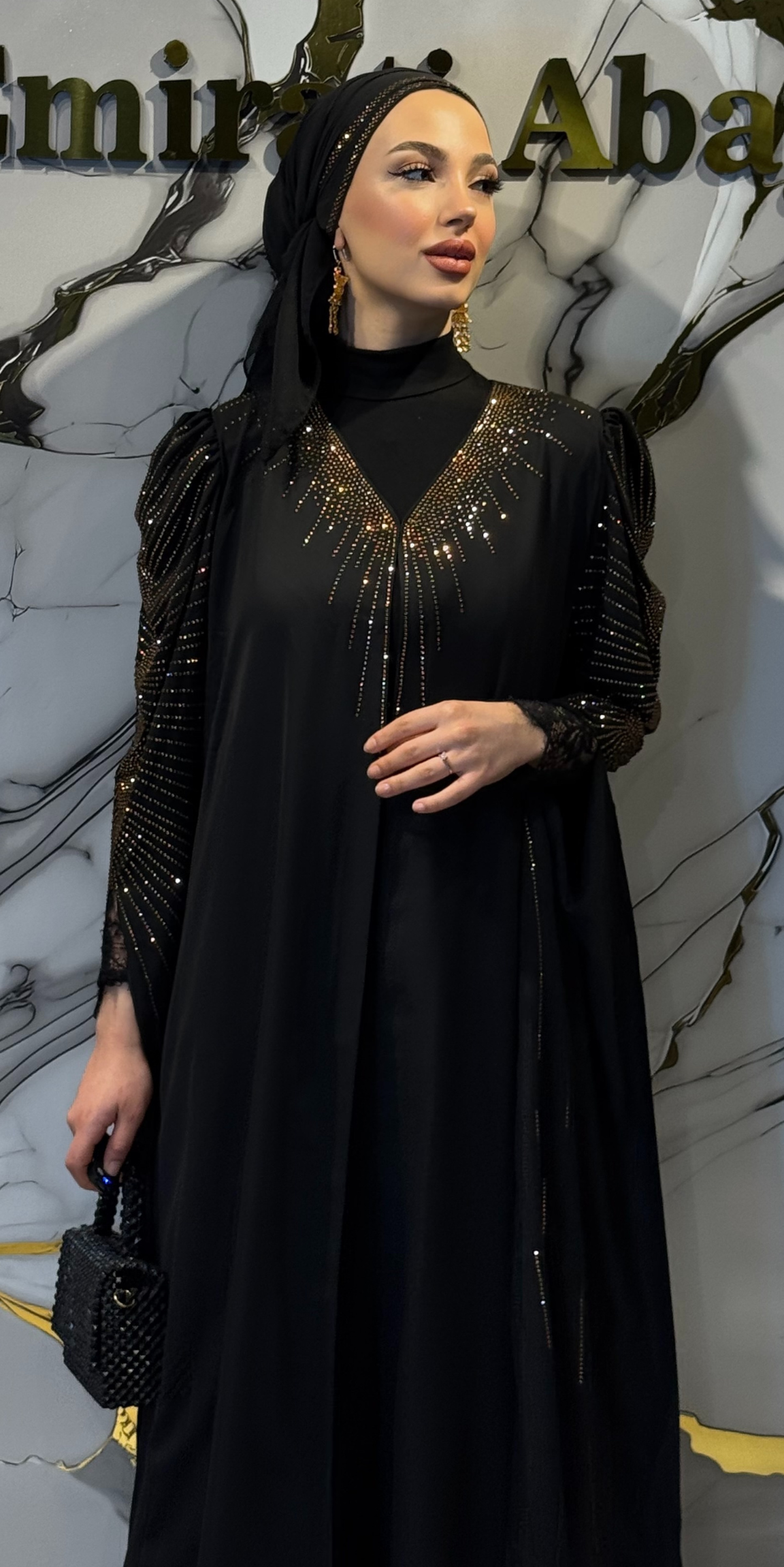 Golden Elegance Dubai Abaya TM82 GSB