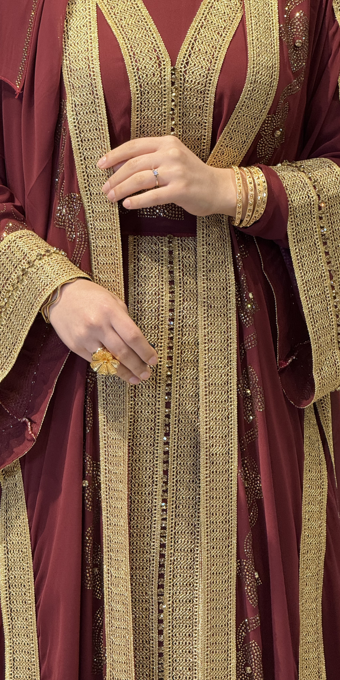Gold Çiçek Desenli Yöresel Bordo Takım 4 Parça Set