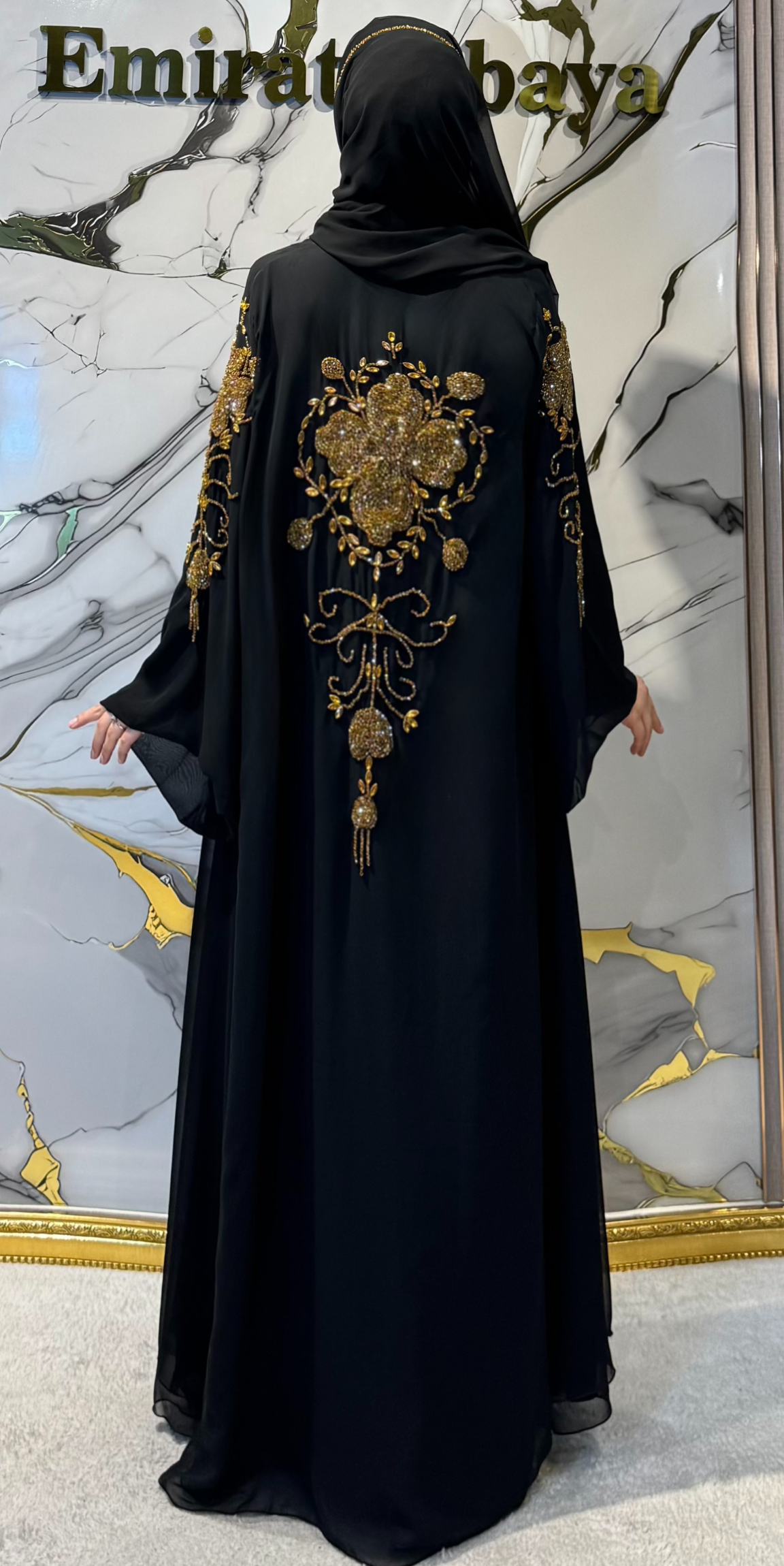 El Yapımı Gold Taşlı Siyah Yöresel Takım 4 Parça Set | EF006 GSB