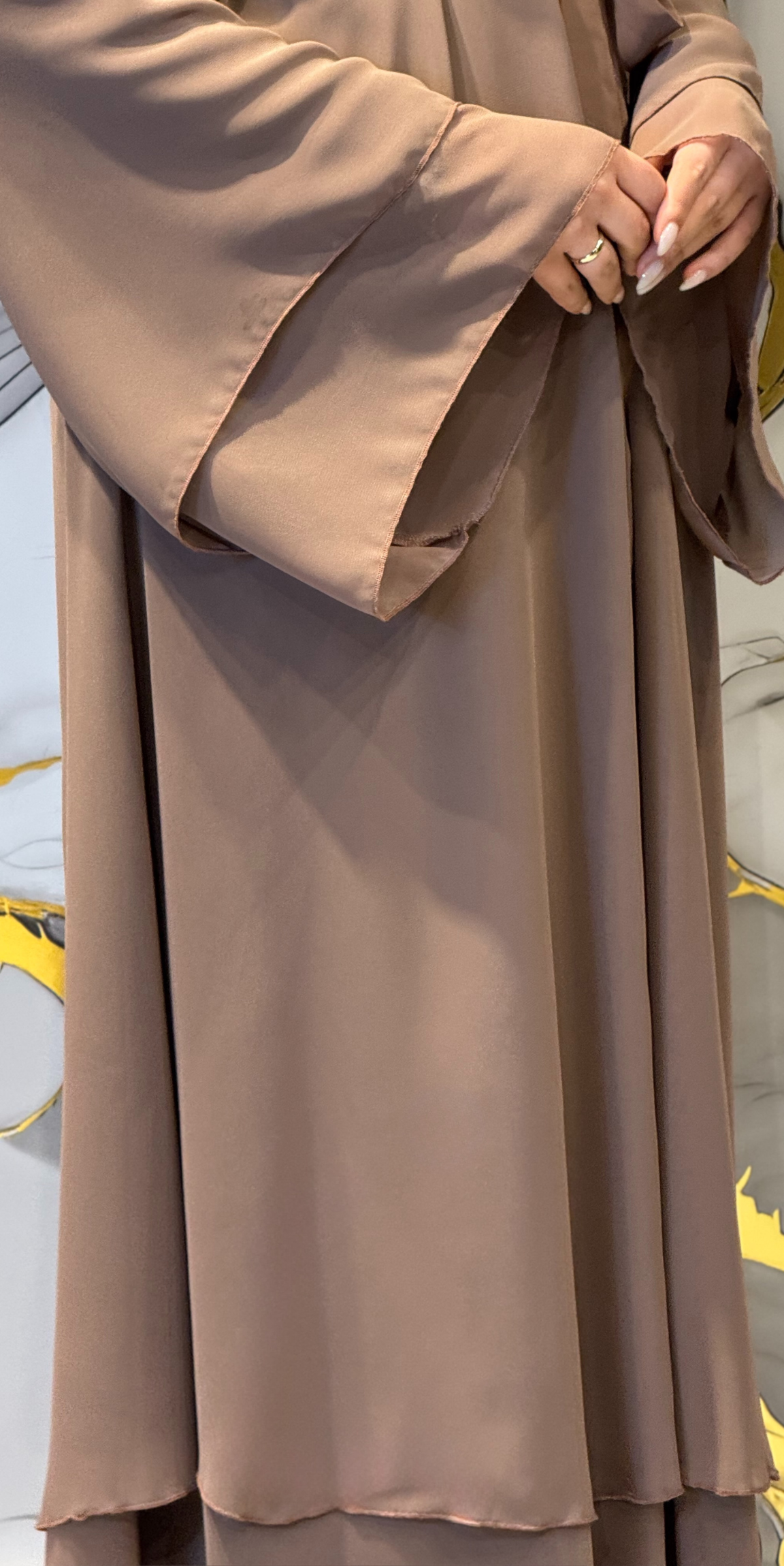 Mink Chiffon Abaya RK009 MINK - Everyday Model Including Buttoned Shawl and Belt