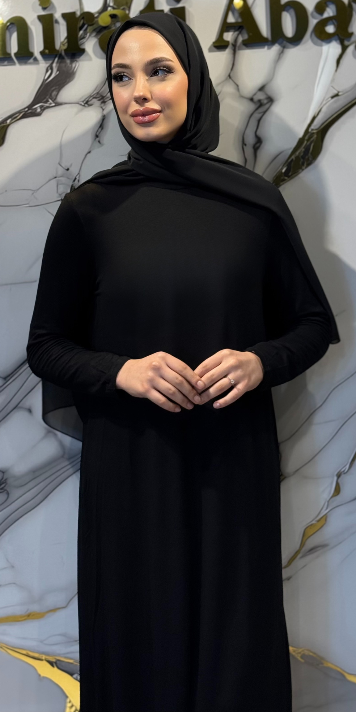 Premium Sandy Fabric İçlik - Abaya İçin Özel Tasarım İç Giyim RK0049 SİYAH