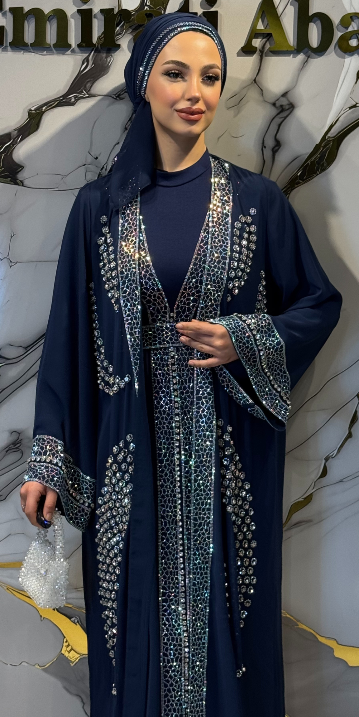 Luxury Embellished Navy Blue Traditional Suit | WS31 JSL