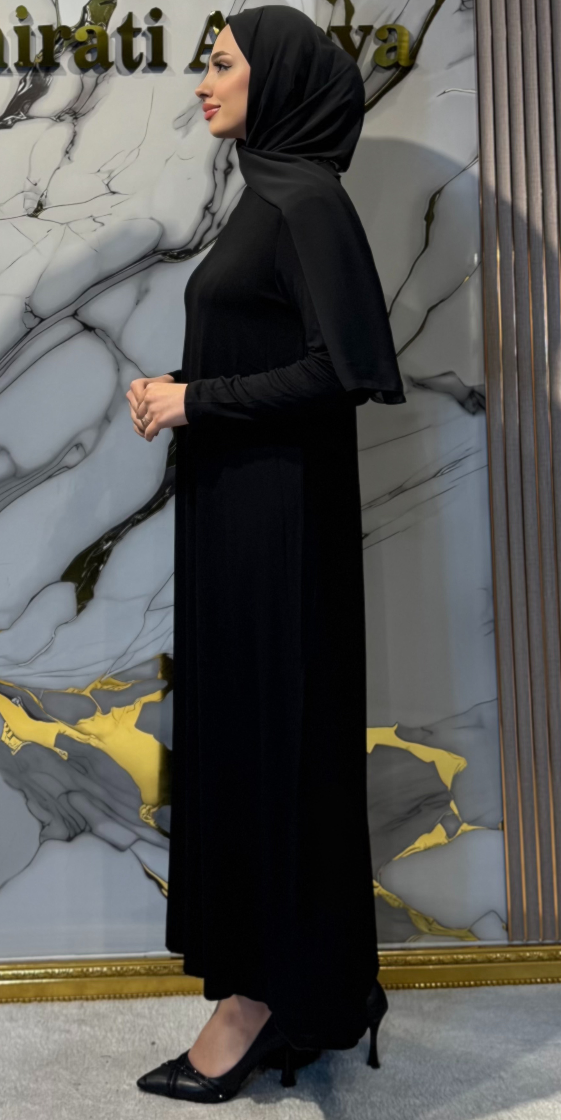 Premium Sandy Fabric İçlik - Abaya İçin Özel Tasarım İç Giyim RK0049 SİYAH