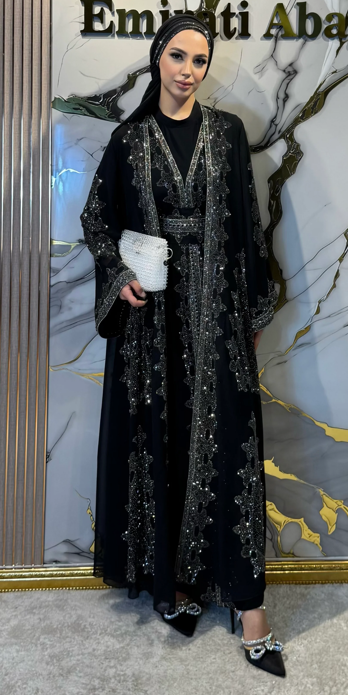 Hematite Stone Embellished Traditional Tailored Set, 4 Pieces | WS58 HSB