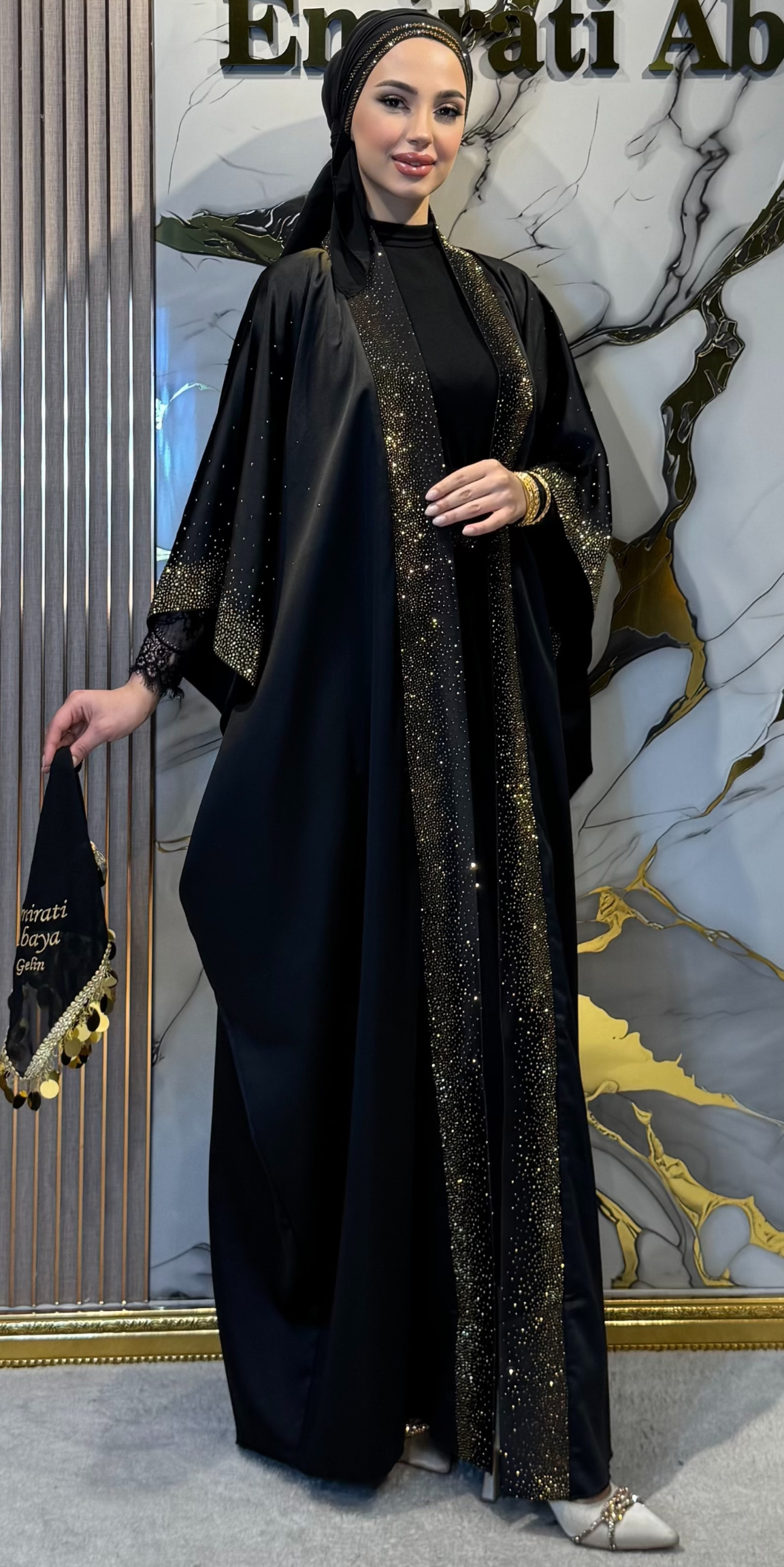 Premium Golden Swarovski Satin Yorsel Set 